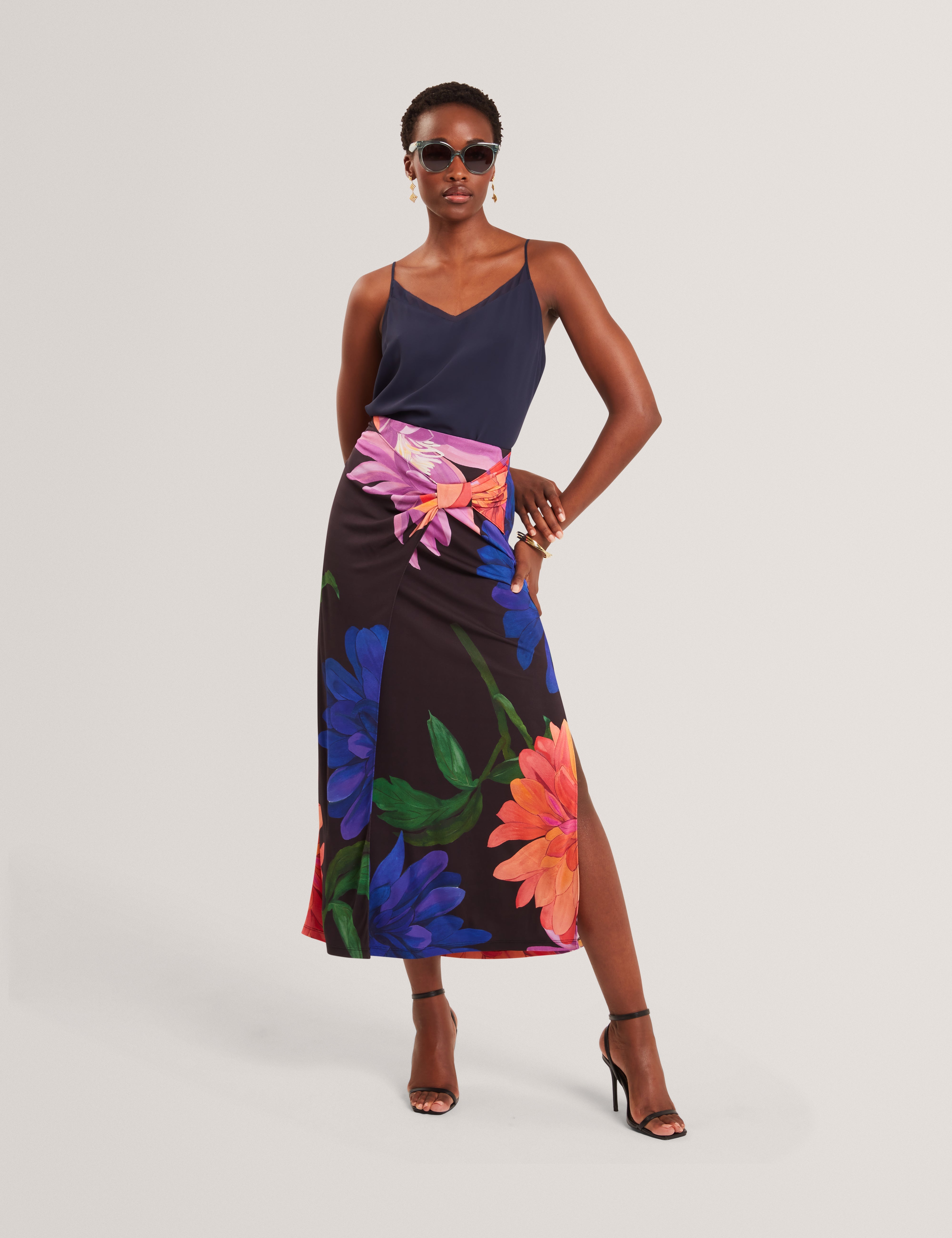 Lulea Chiffon Insert Cami Top Navy