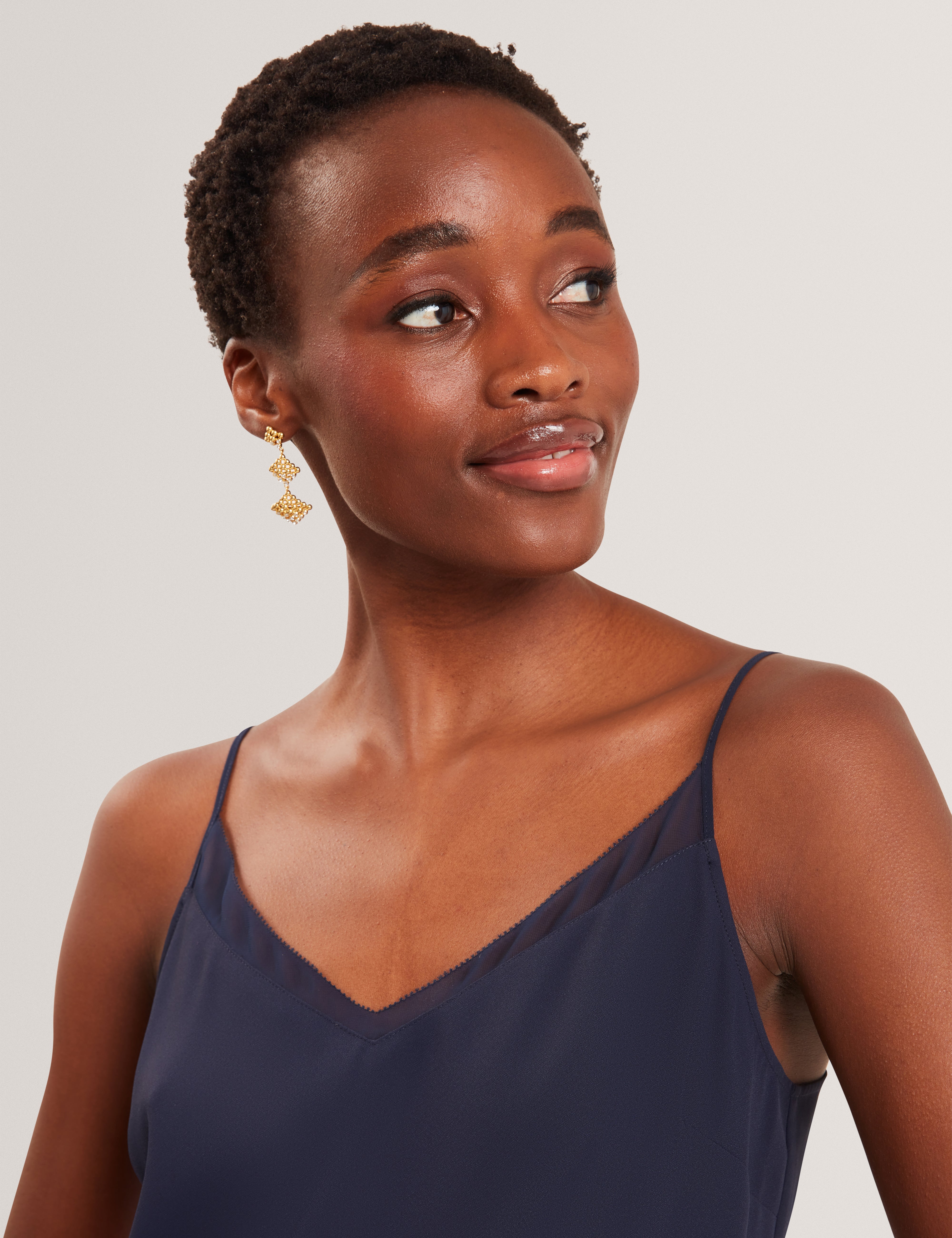 Lulea Chiffon Insert Cami Top Navy