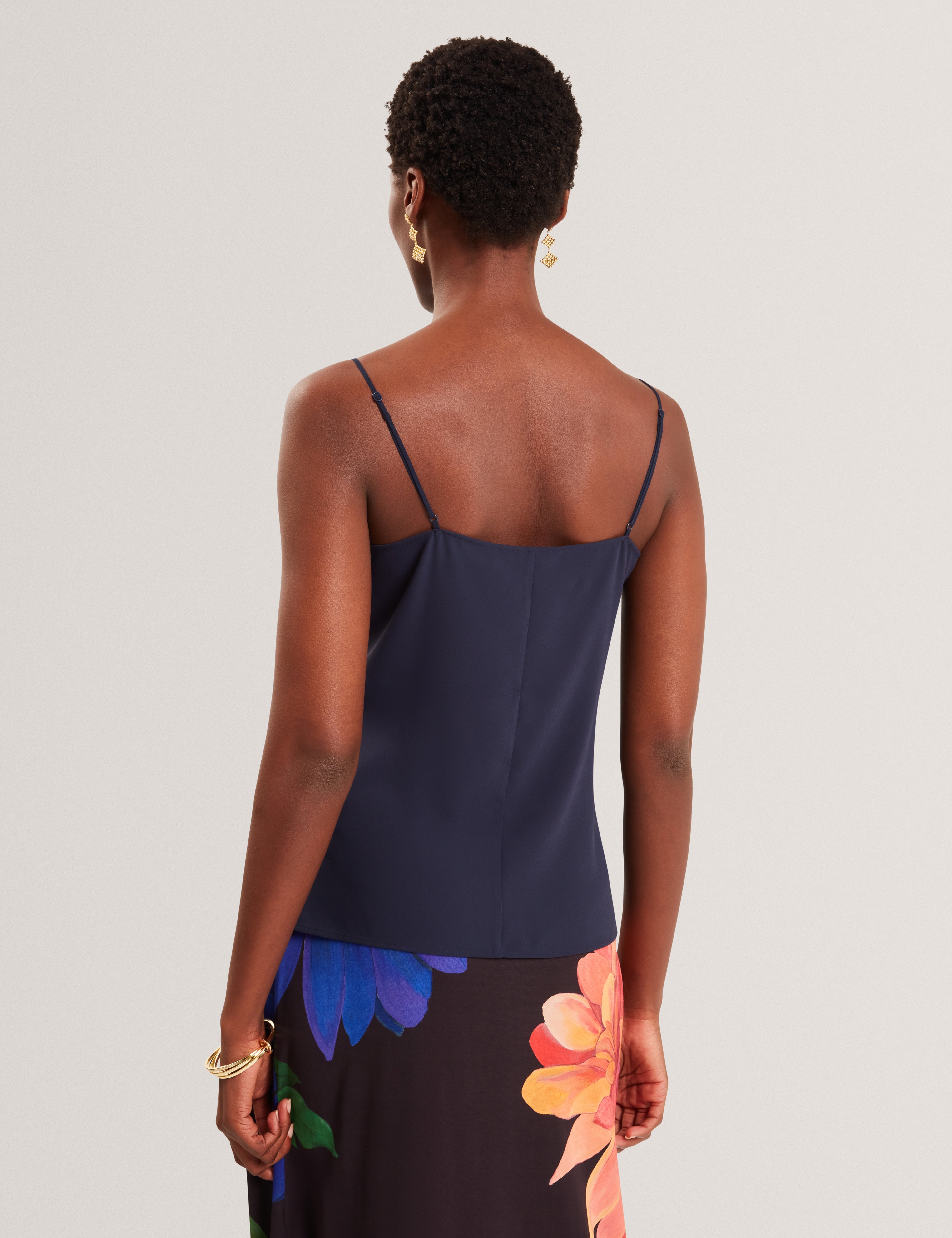 Lulea Chiffon Insert Cami Top Navy