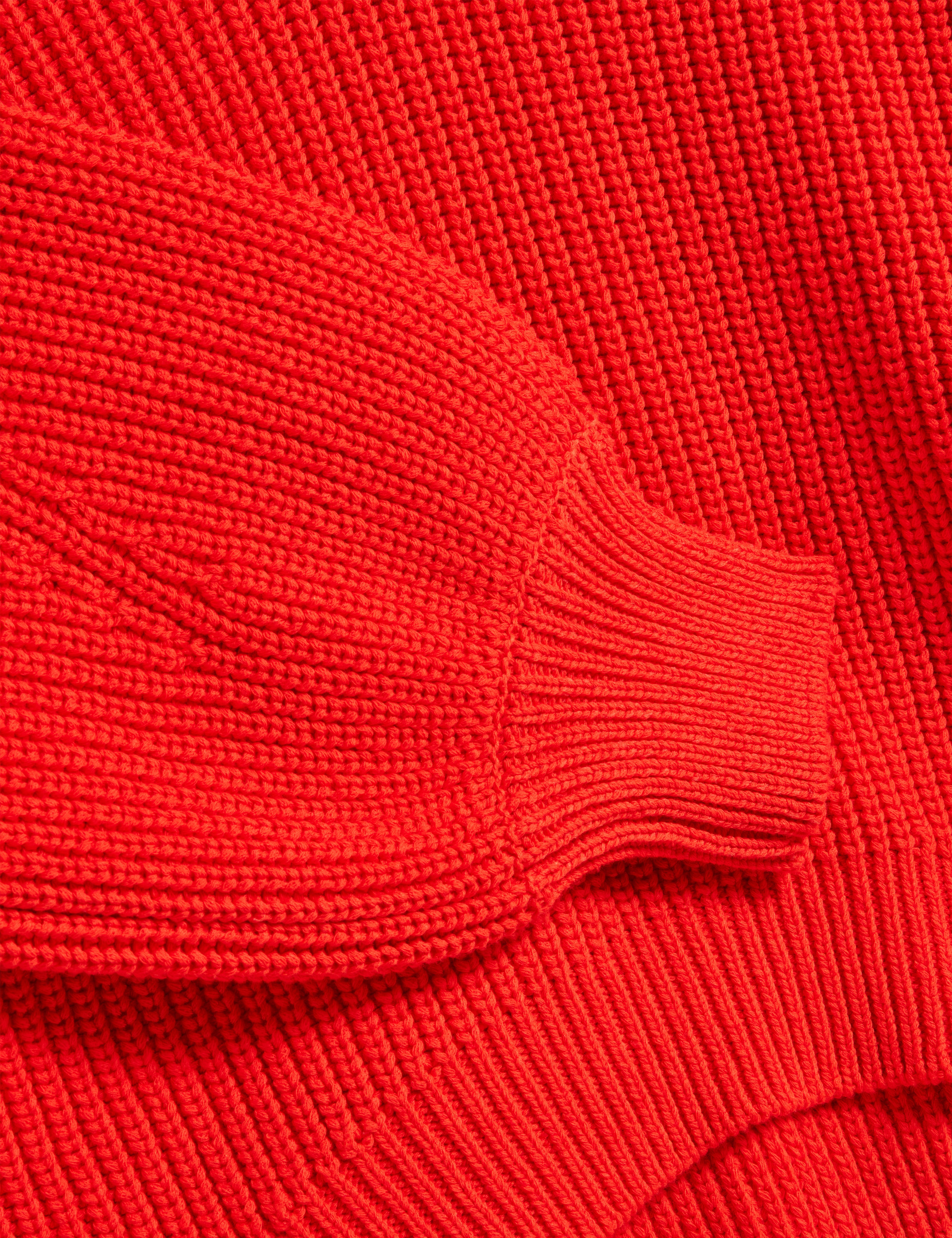 Velmee Cotton Blend V Neck Sweater Red
