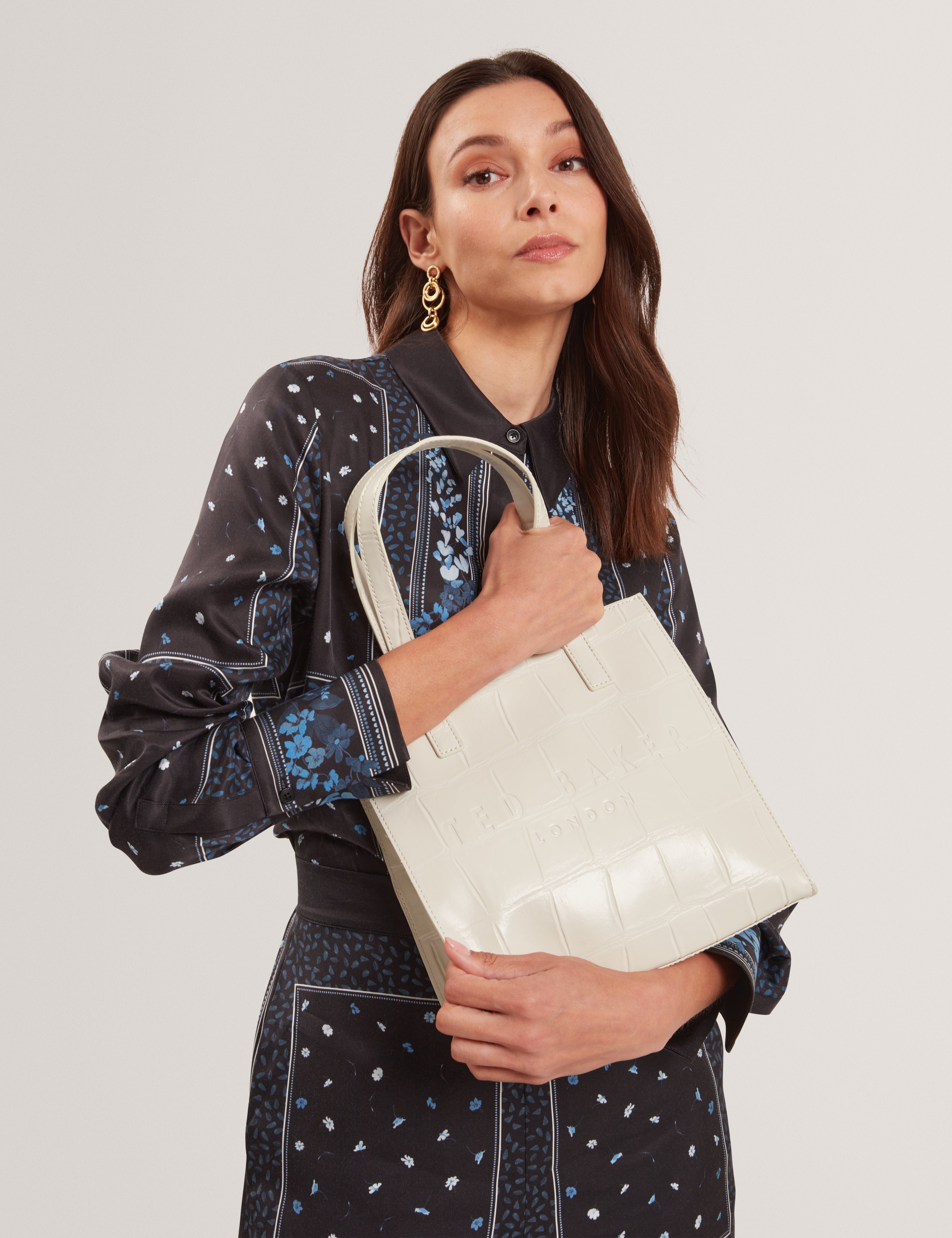 Reptcon Croc Effect Small Icon Bag Ivory