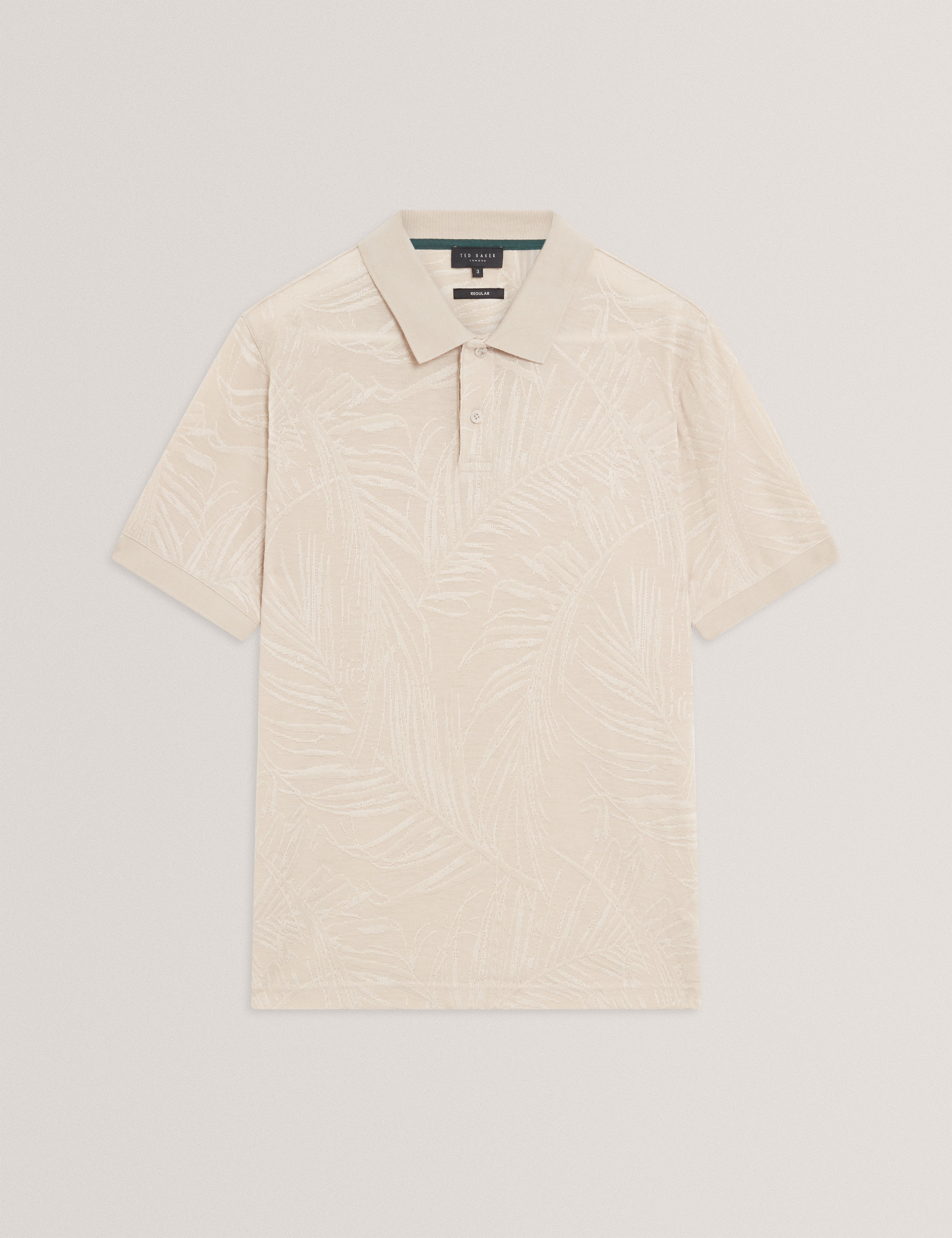 Edwine Short Sleeve Regular Jacquard Leaf Polo Beige