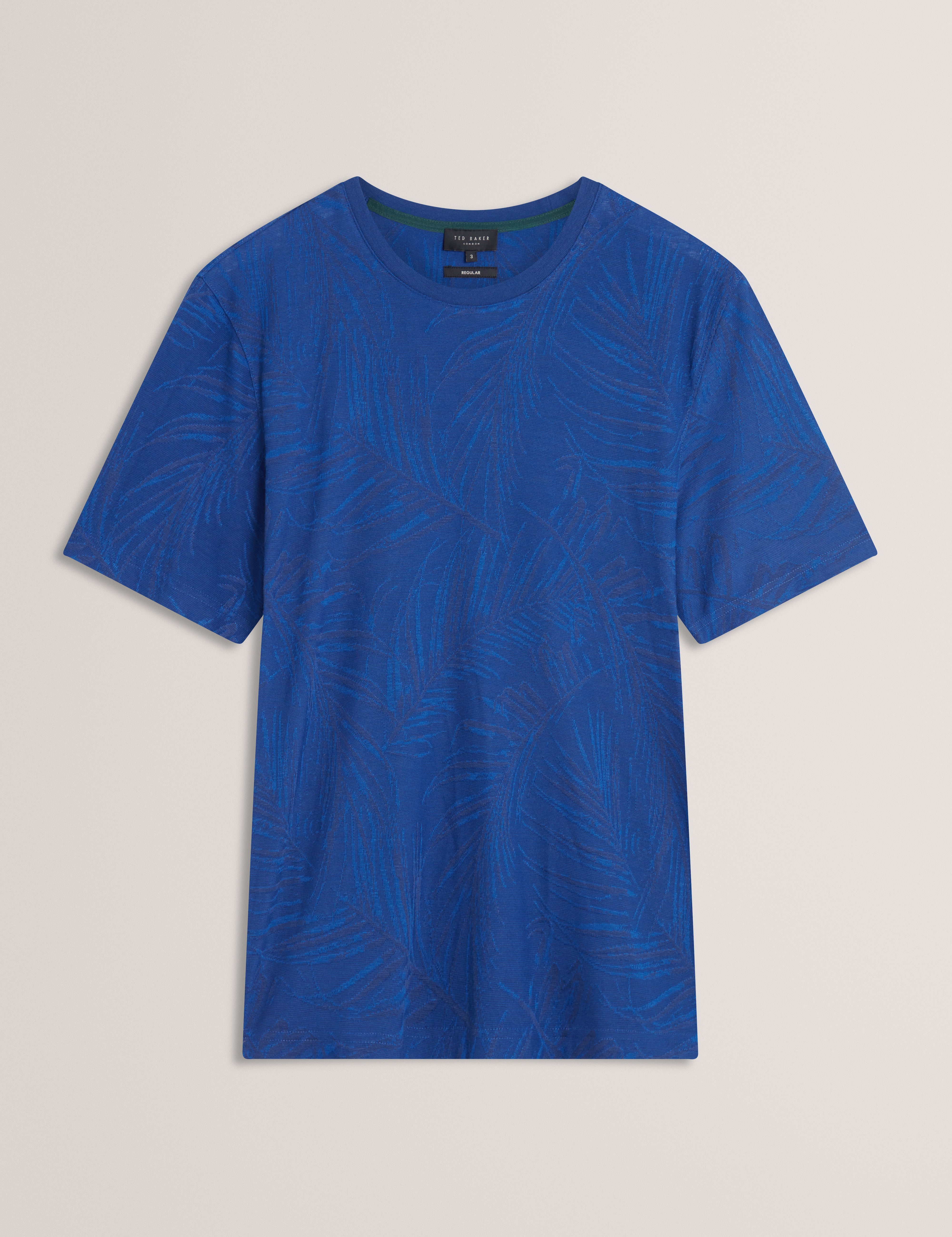 Jessper Short Sleeve Regular Jacquard Leaf T-Shirt Navy