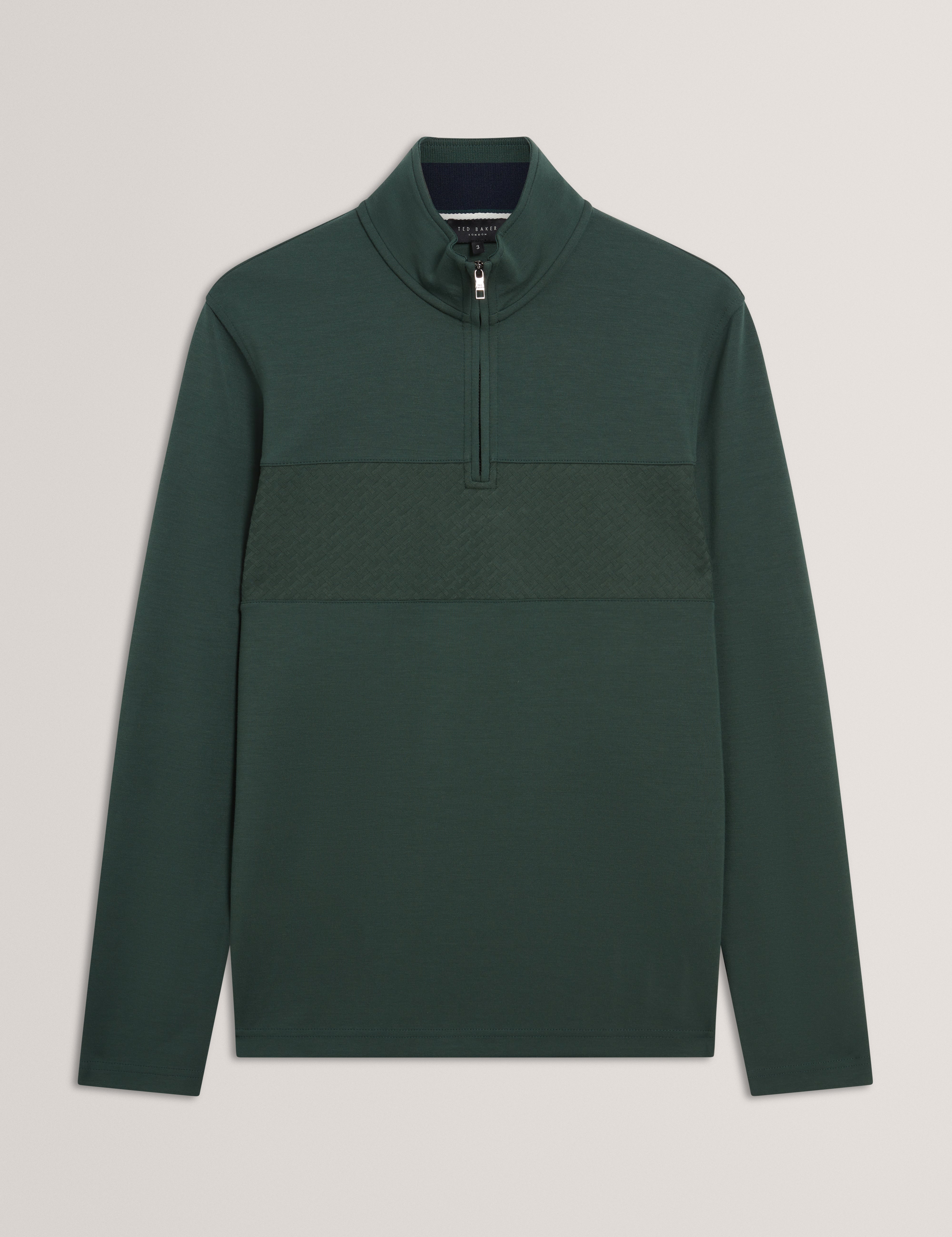 Simonea Long Sleeve Regular Contrast Panel Half-Zip Dk-Green