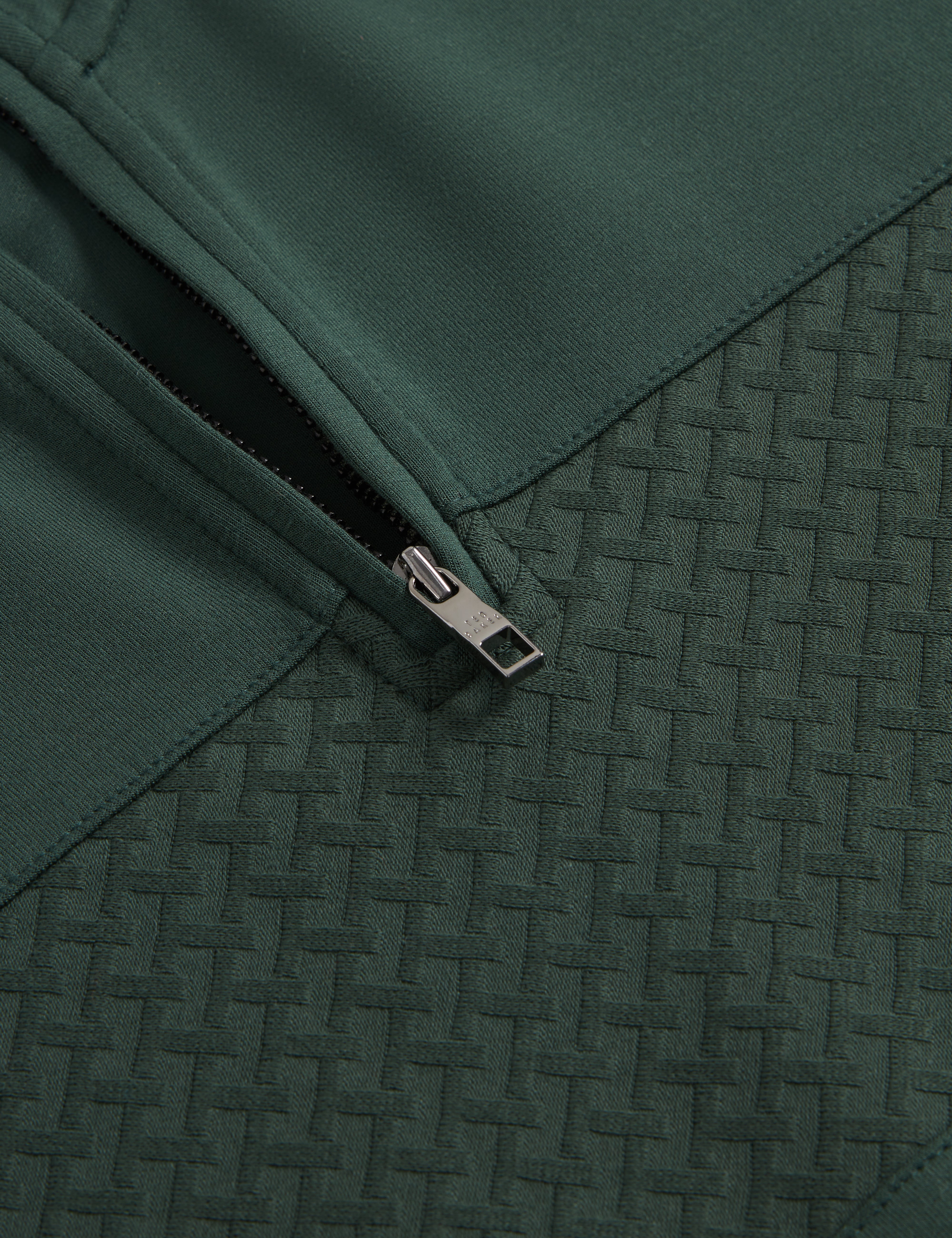 Simonea Long Sleeve Regular Contrast Panel Half-Zip Dk-Green