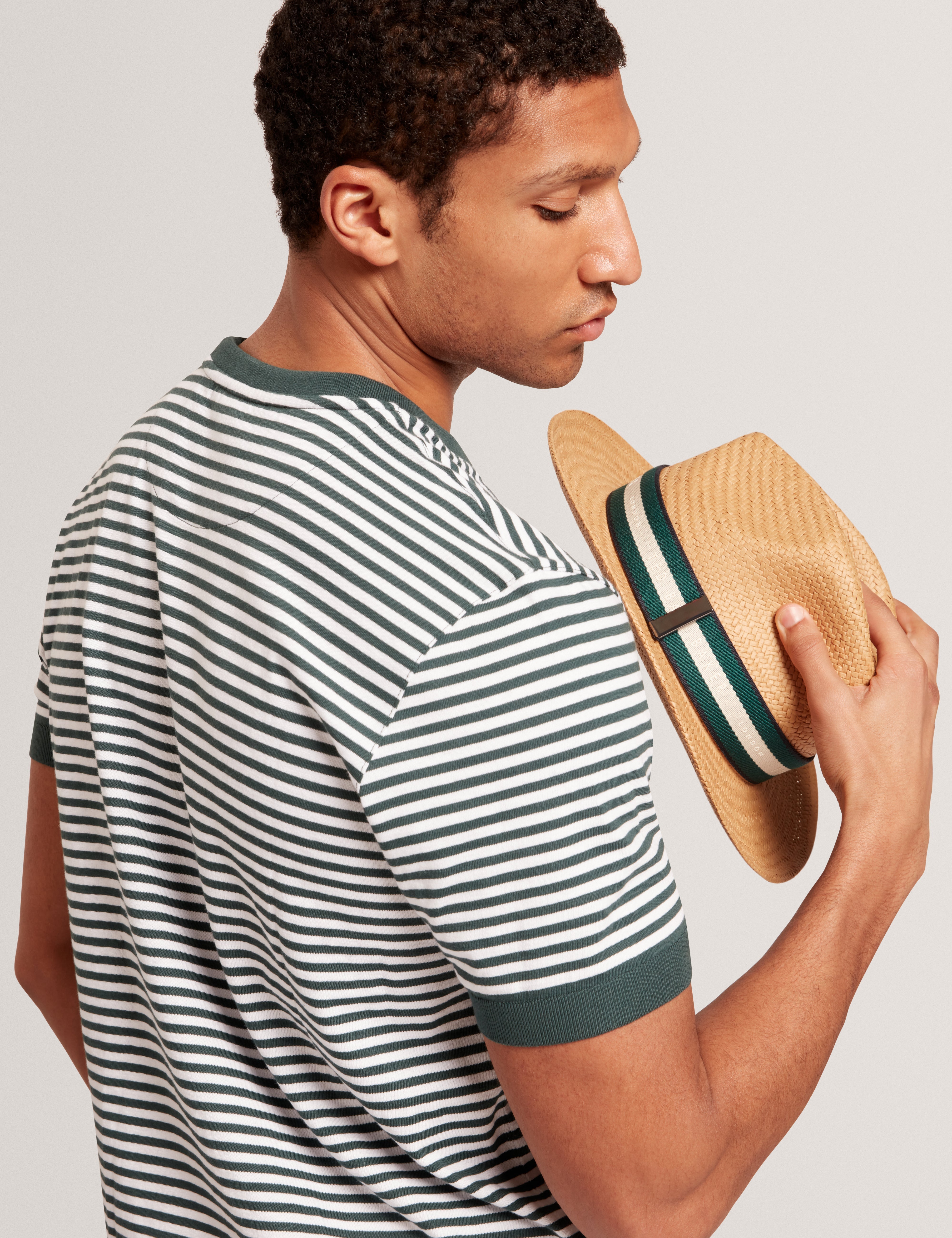 Ourme Short Sleeve Stripe T-Shirt Dk-Green