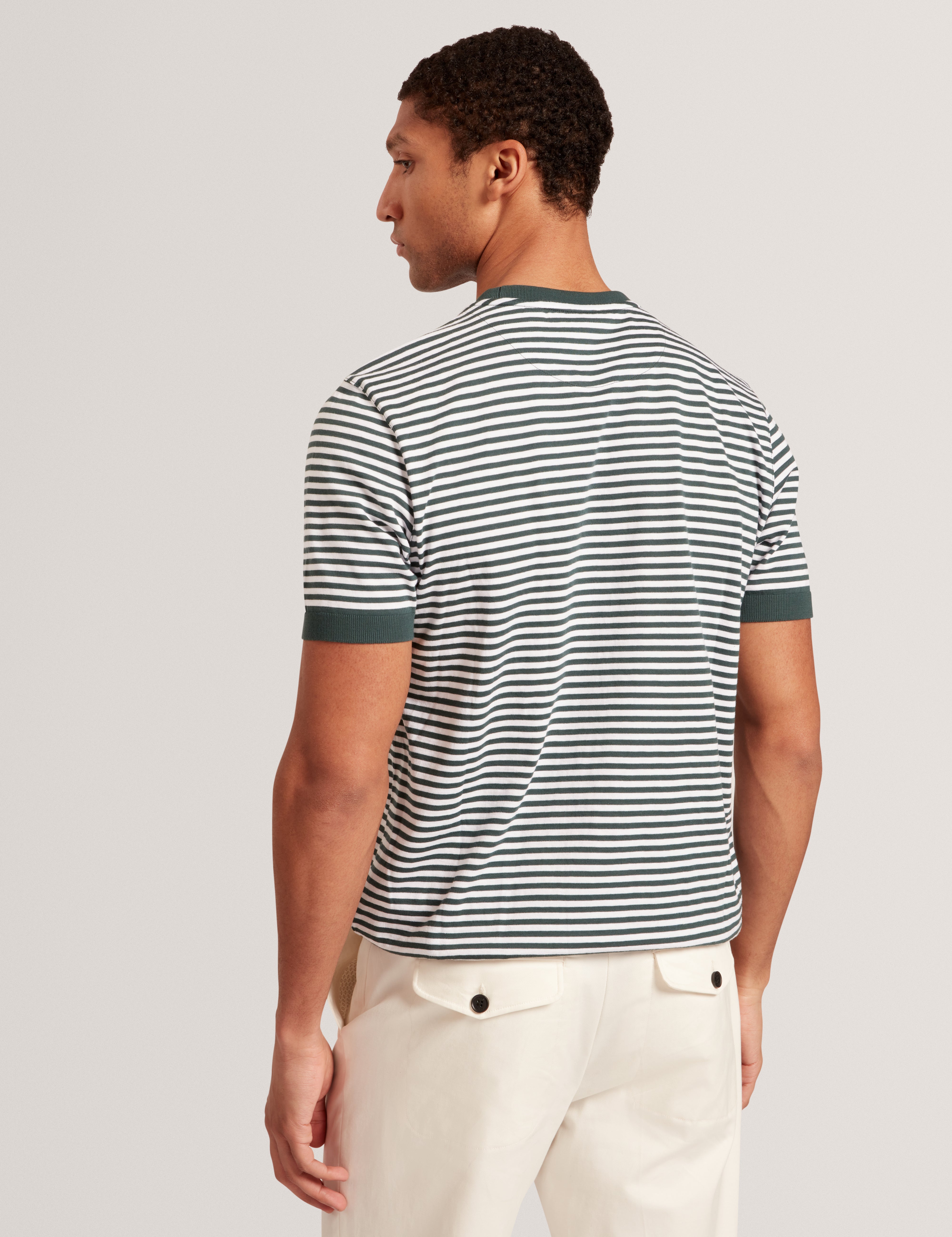 Ourme Short Sleeve Stripe T-Shirt Dk-Green