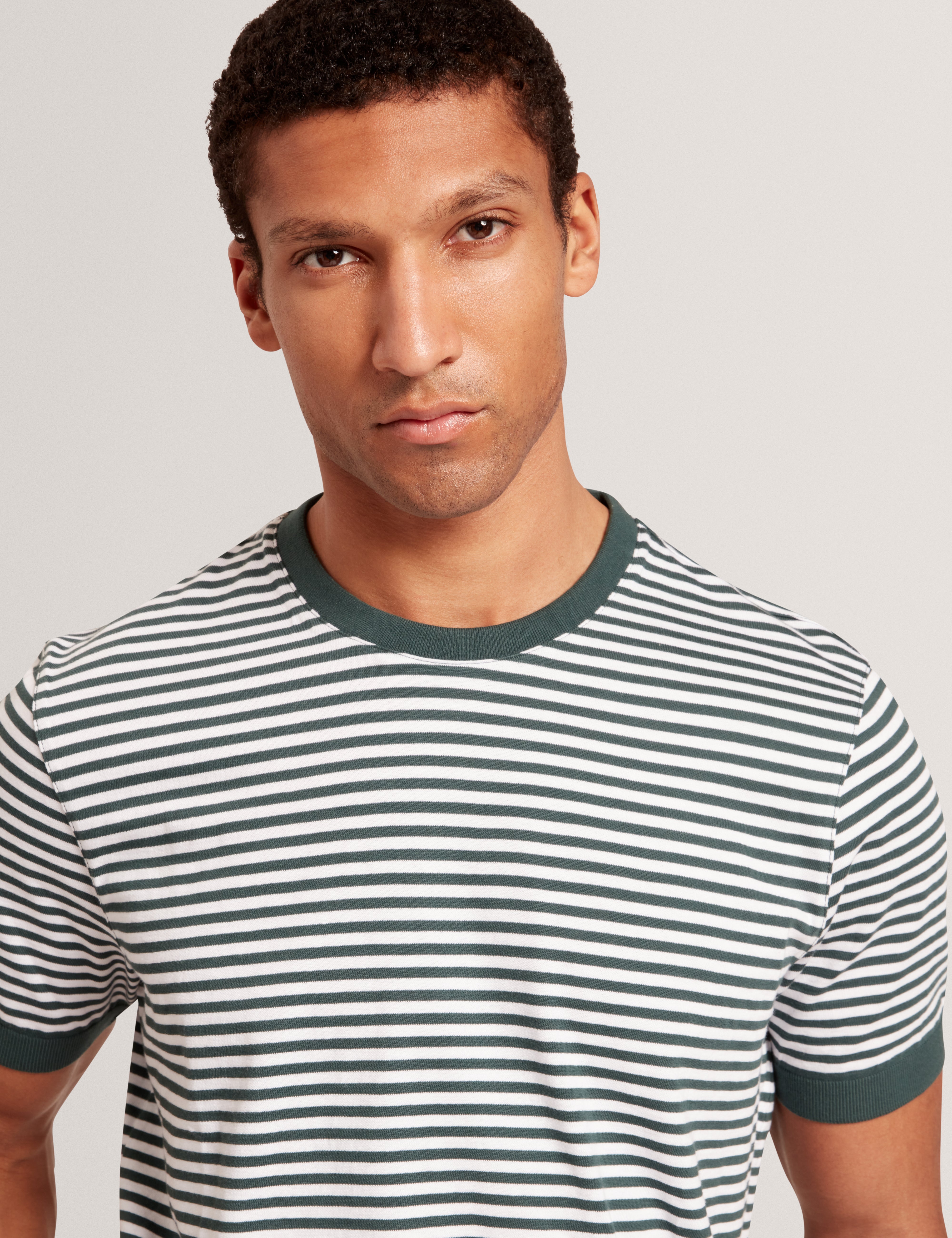 Ourme Short Sleeve Stripe T-Shirt Dk-Green