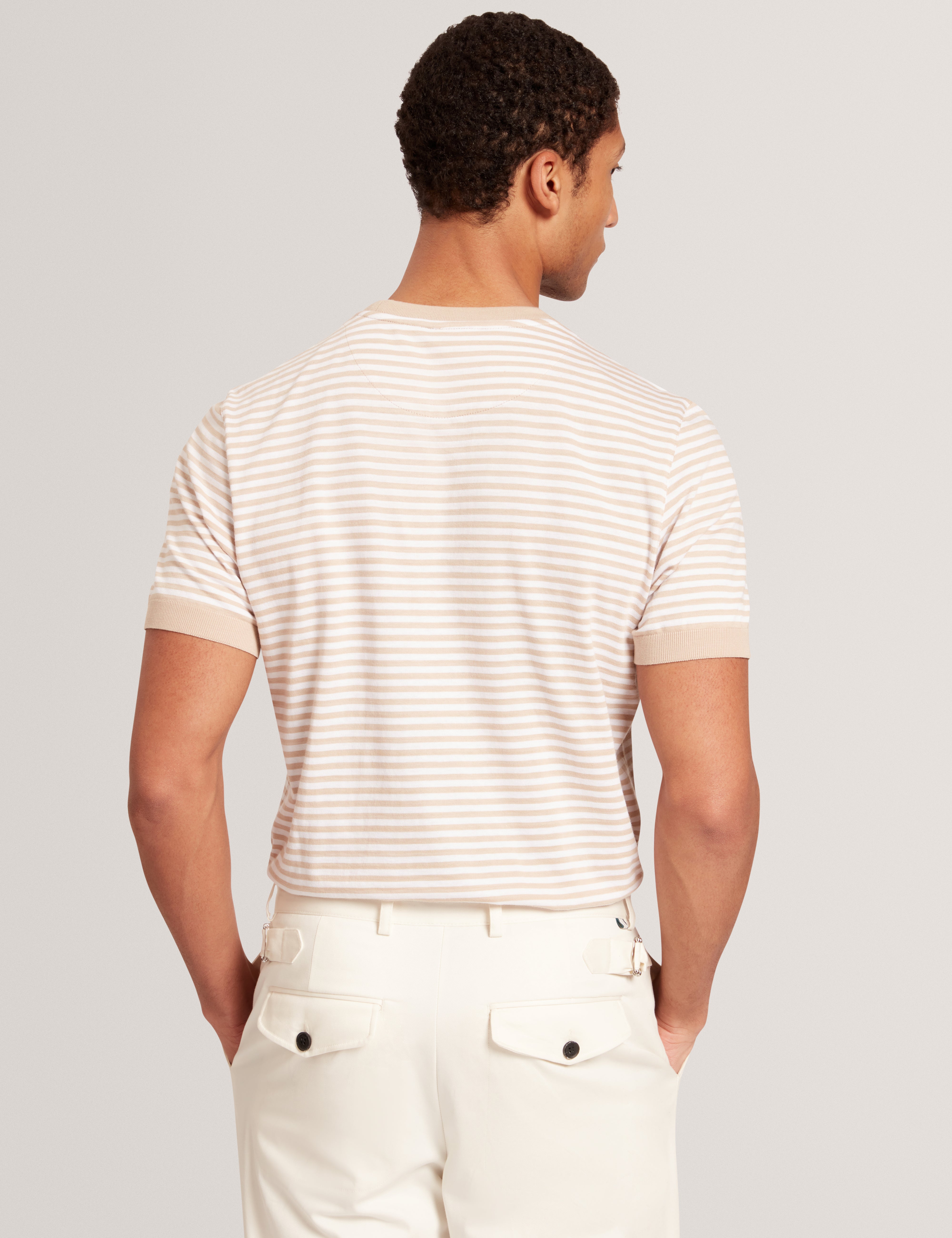 Ourme Short Sleeve Stripe T-Shirt Taupe