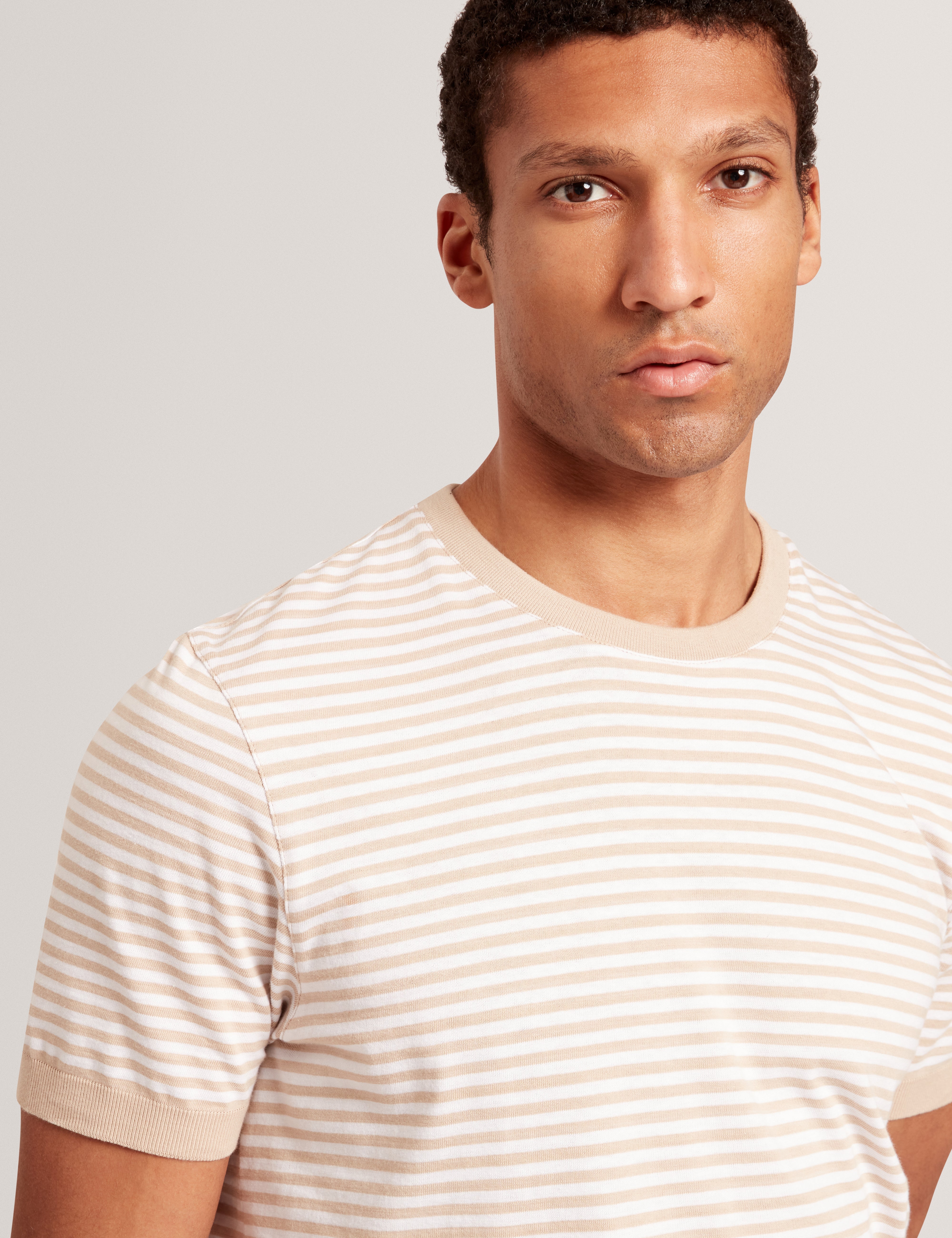 Ourme Short Sleeve Stripe T-Shirt Taupe