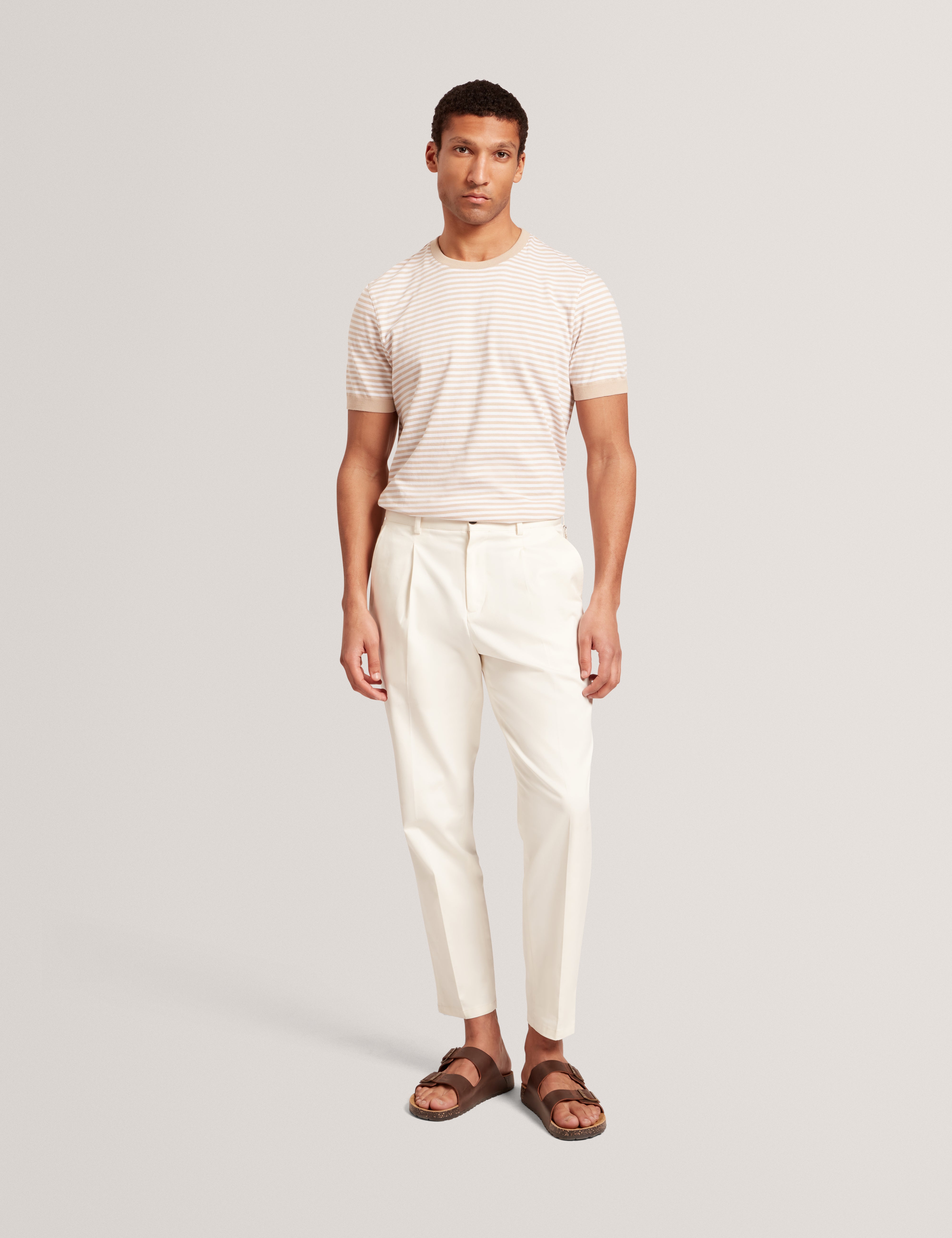 Ourme Short Sleeve Stripe T-Shirt Taupe
