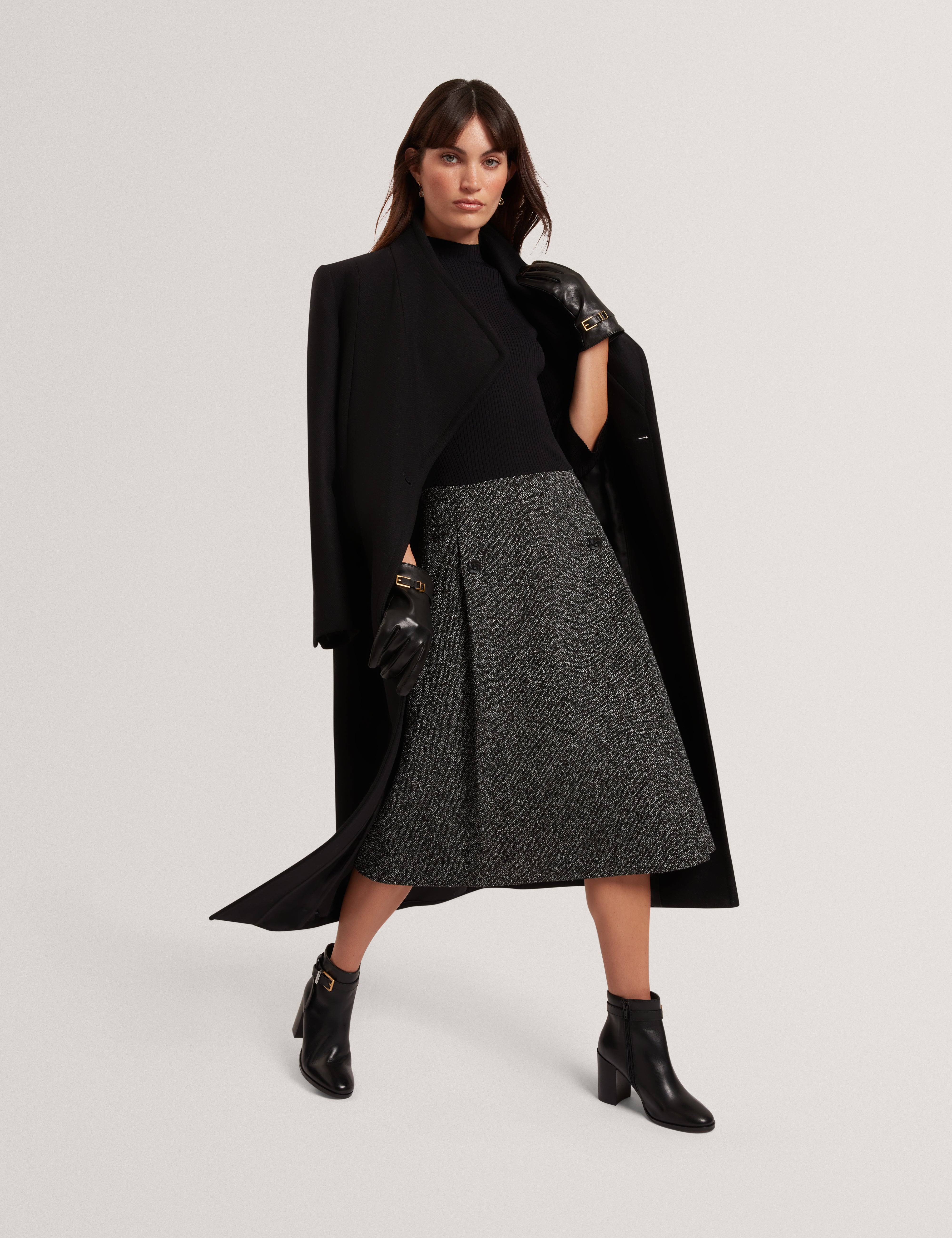 Ekaad Tailored Boucle Dress With Knitted Top Black