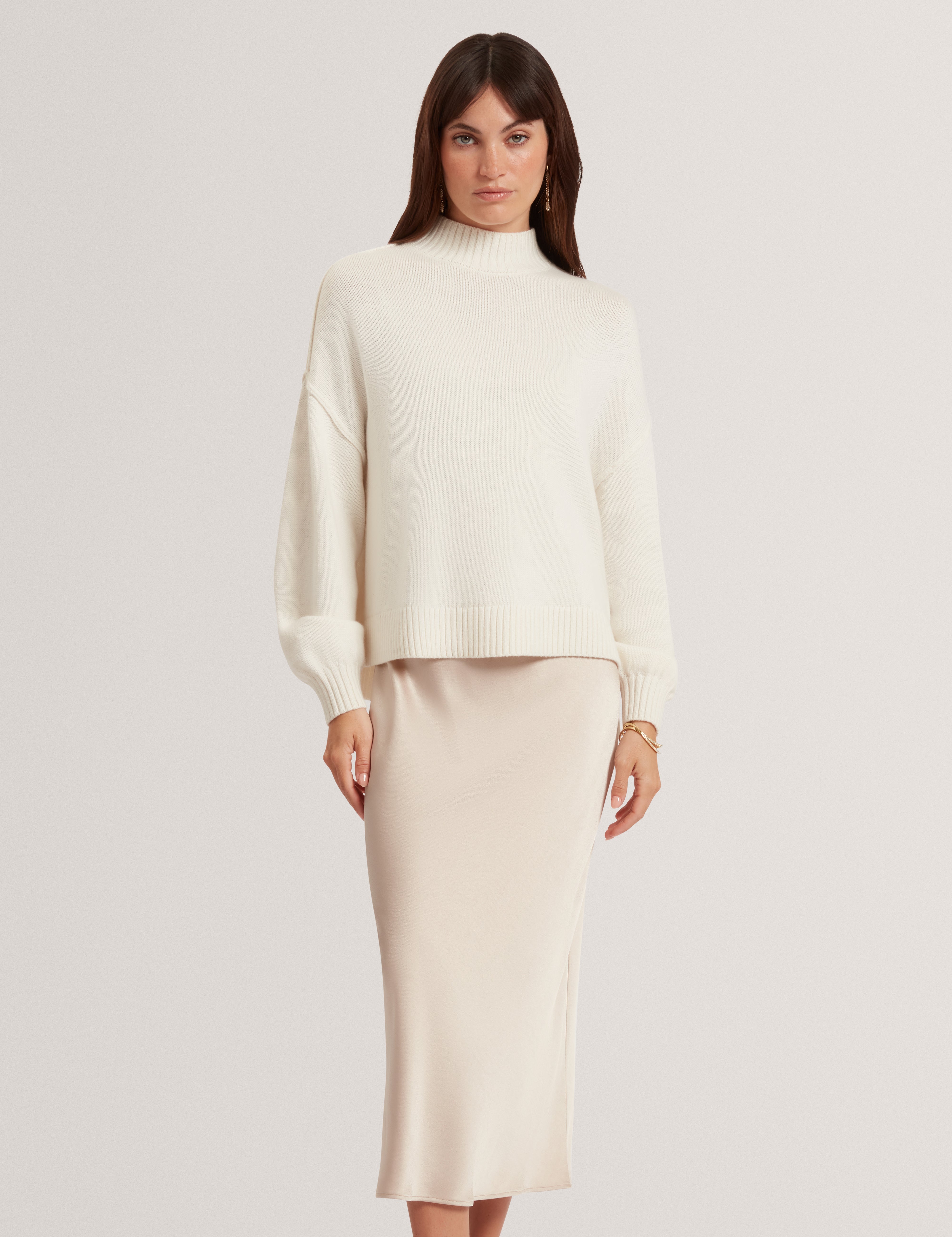 Harisa 2 In 1 Knitted Jumper With Slip Dress Natural