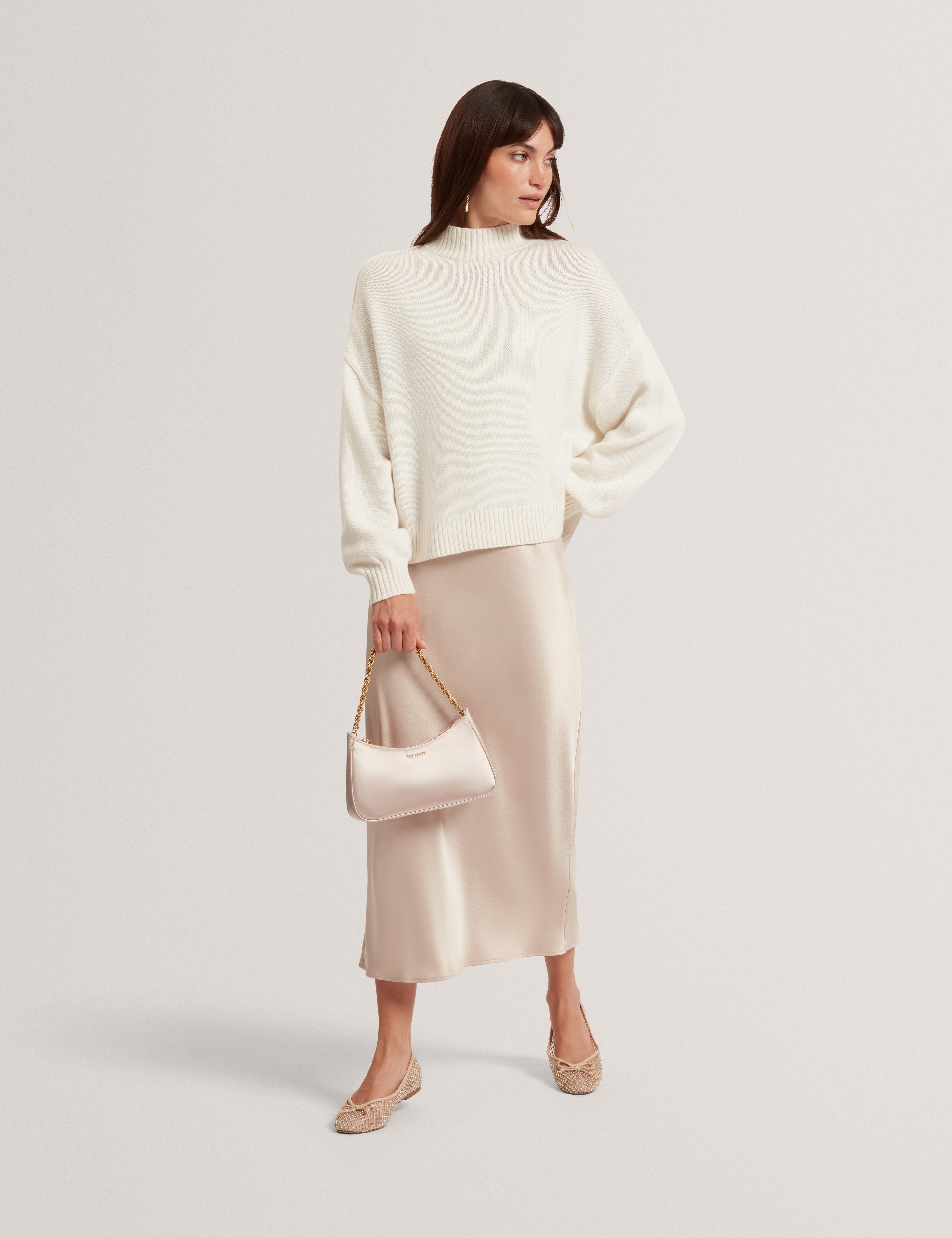 Harisa 2 In 1 Knitted Jumper With Slip Dress Natural