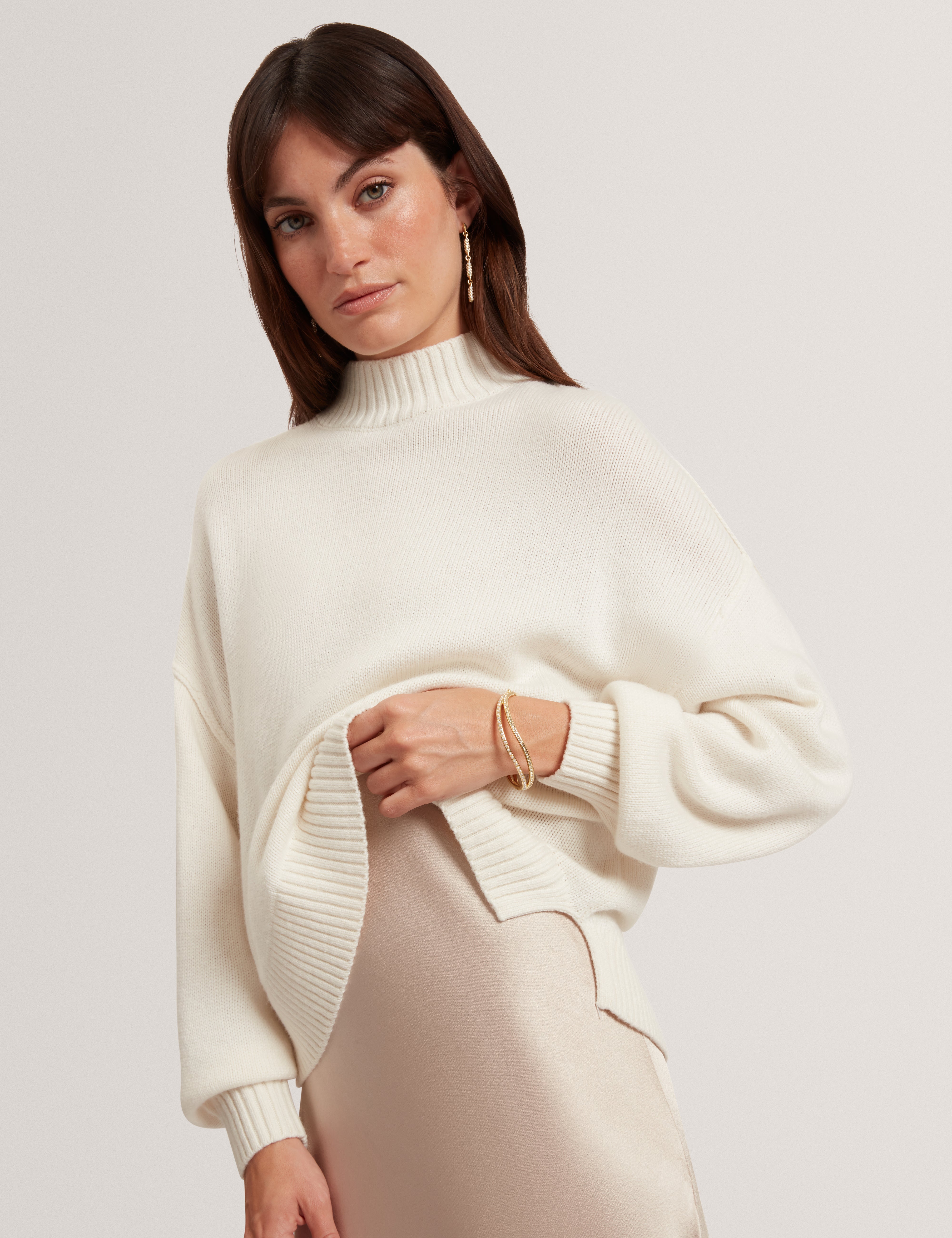 Harisa 2 In 1 Knitted Jumper With Slip Dress Natural