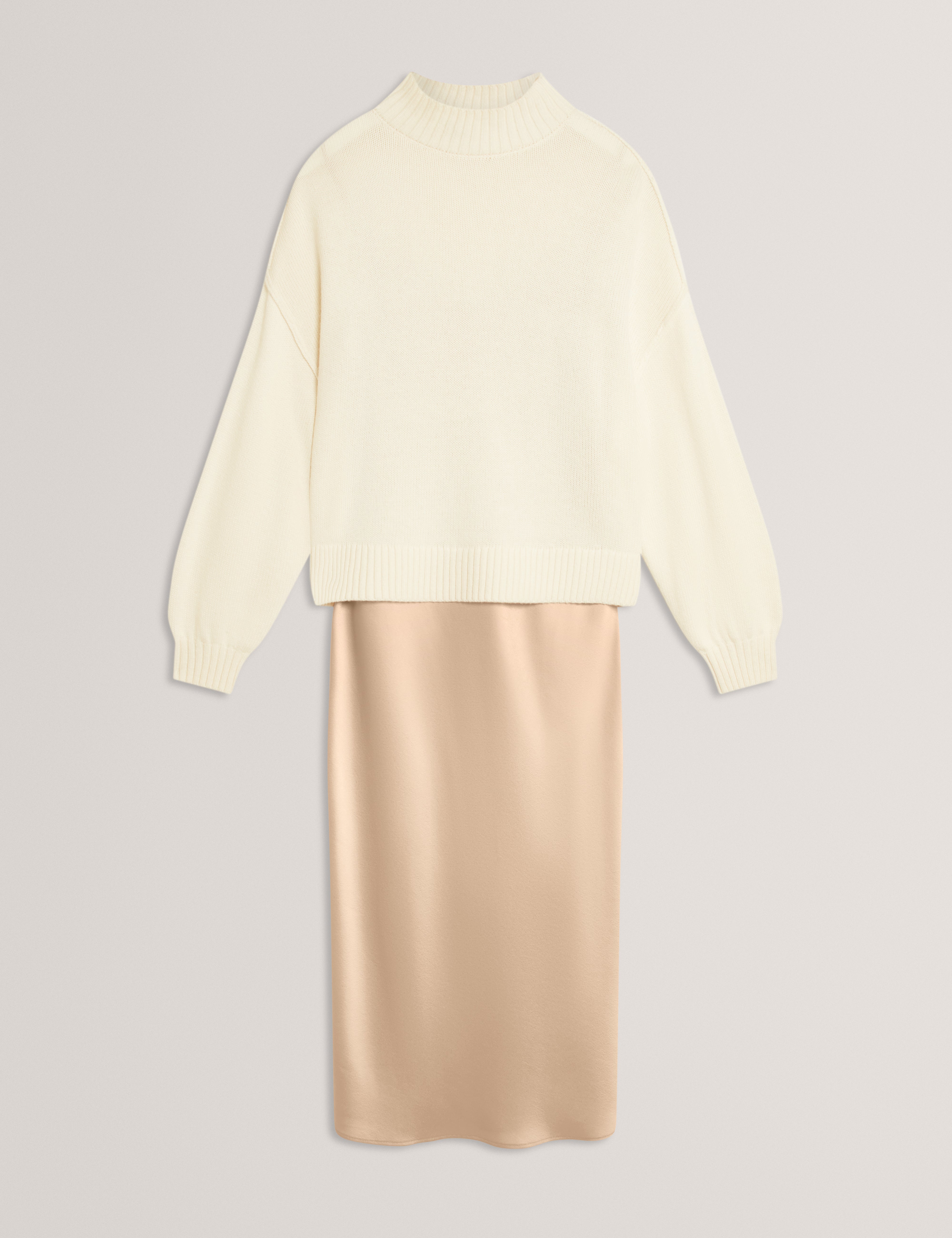 Harisa 2 In 1 Knitted Jumper With Slip Dress Natural