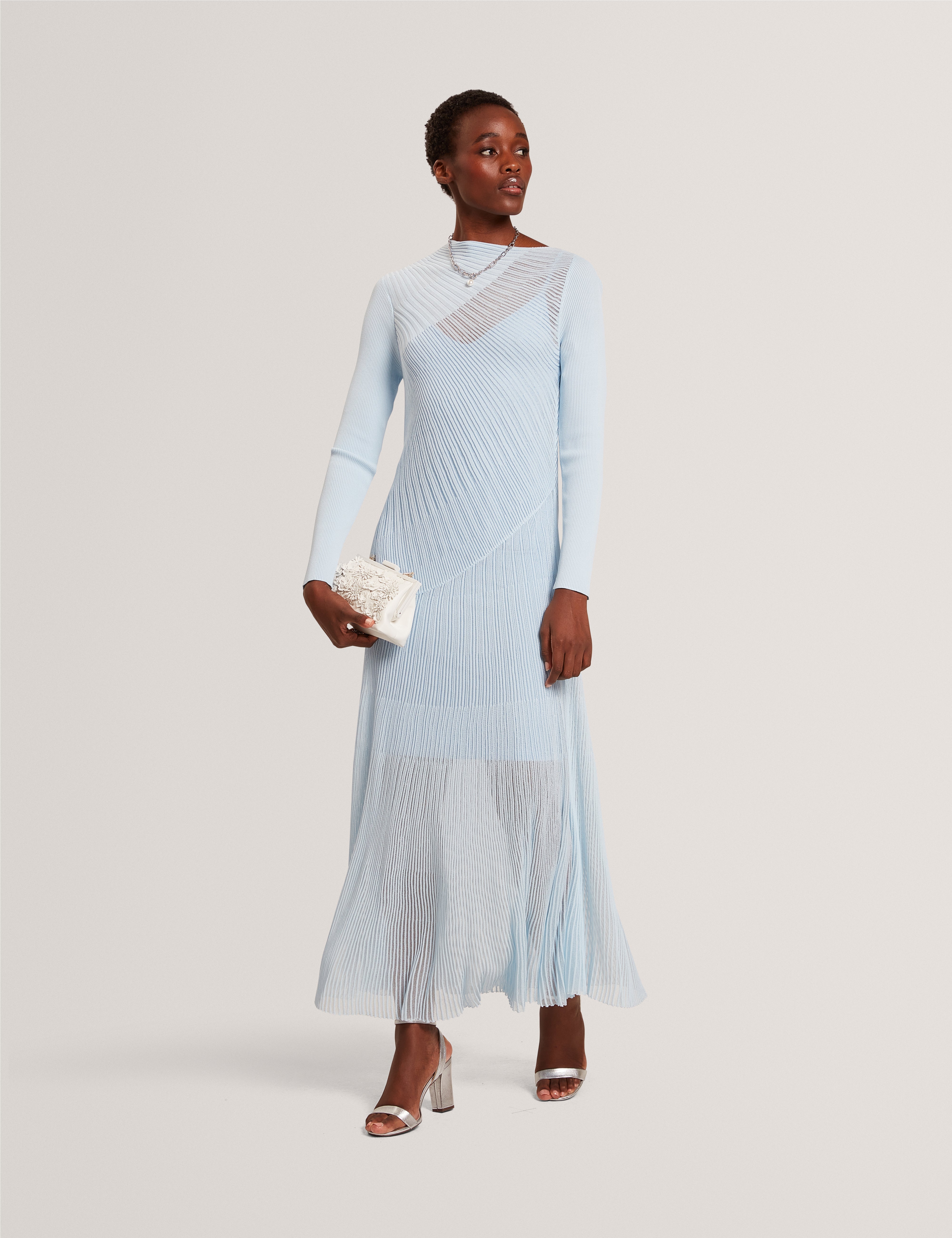 ted baker long sleeve midi dress Mirrored Print Long Sleeve Satin Midi Dress | Zellie