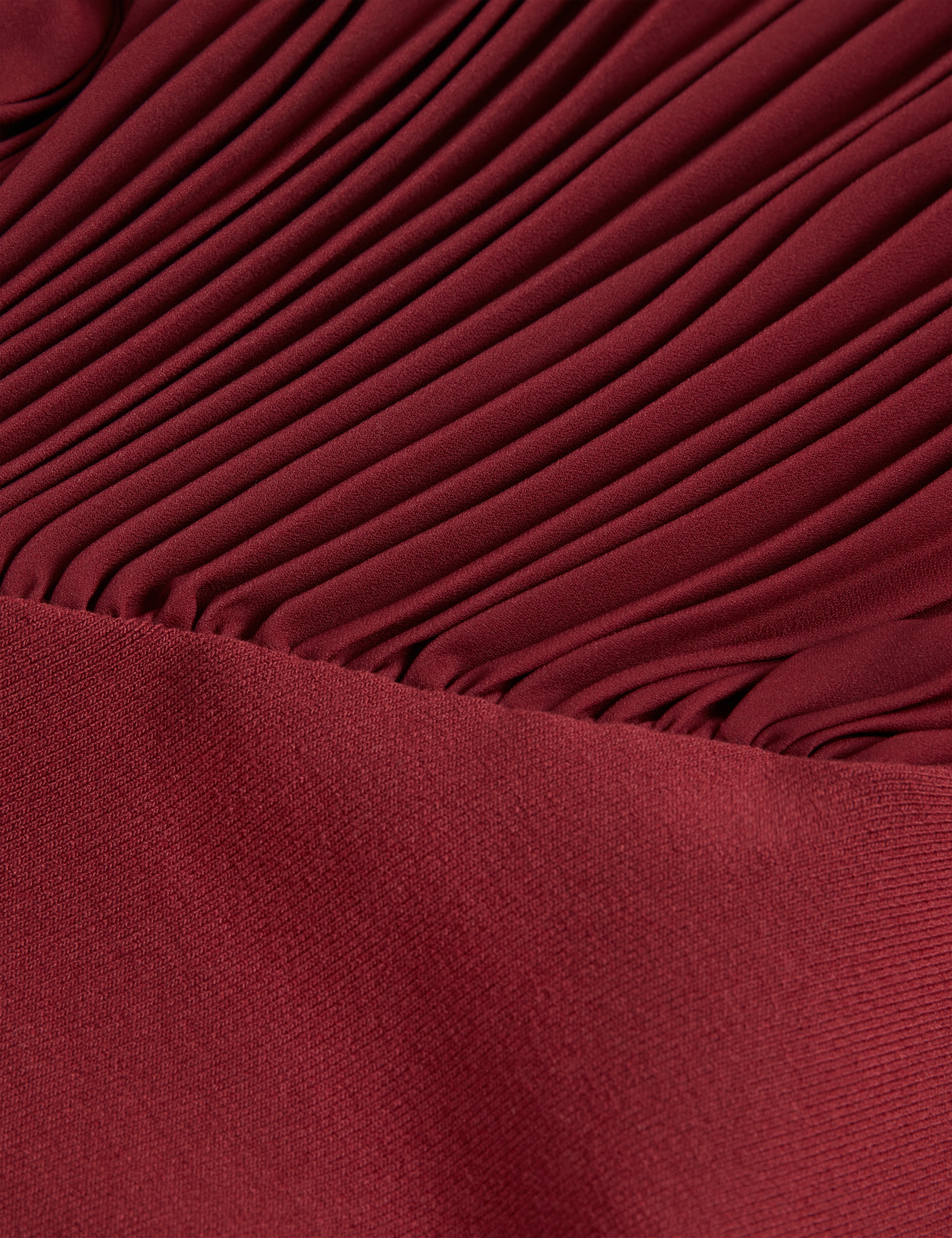 Nalree Long Sleeve Knit Mini Dress With Pleat P Maroon
