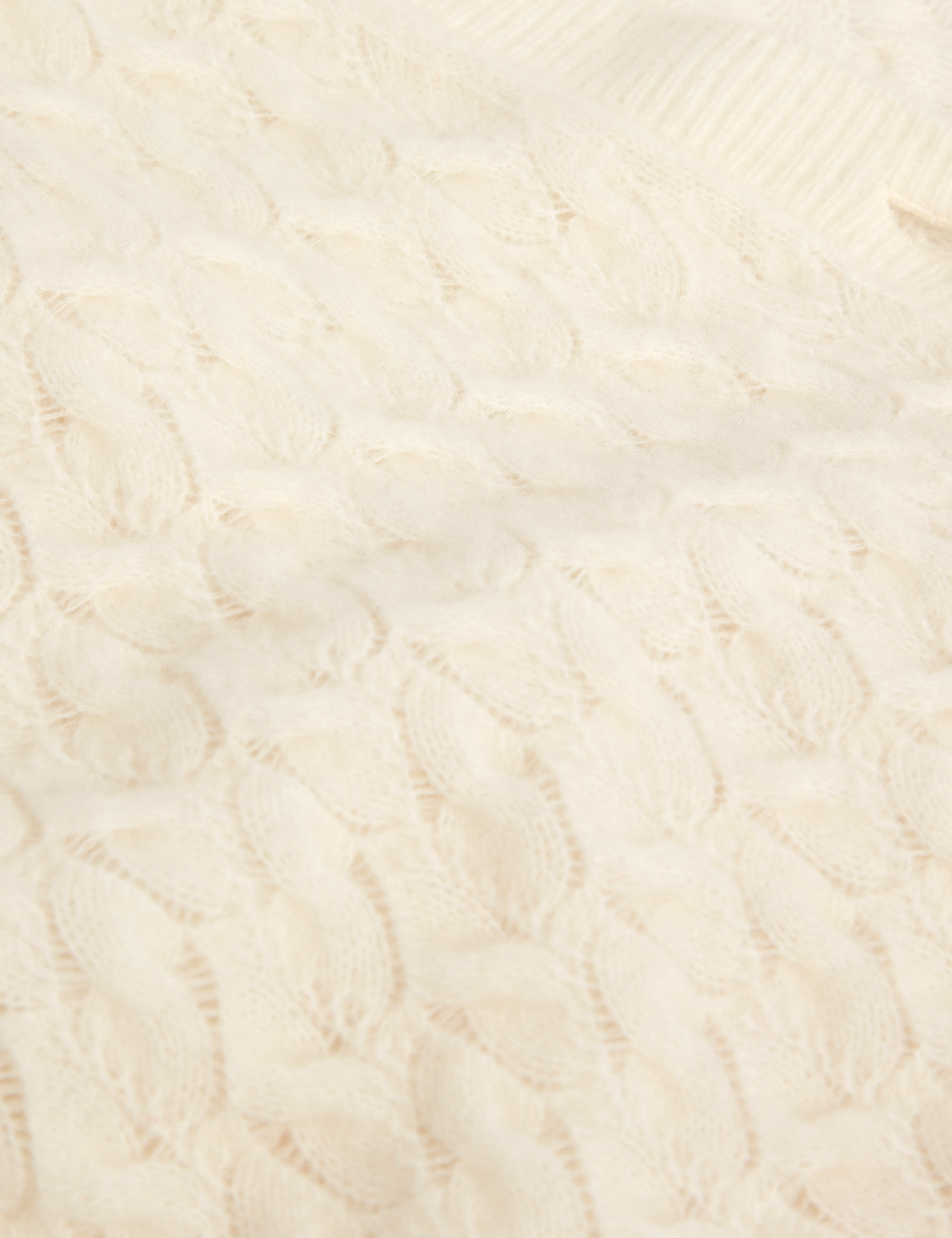 Kylana Cable Knit V Neck Cardigan Ivory