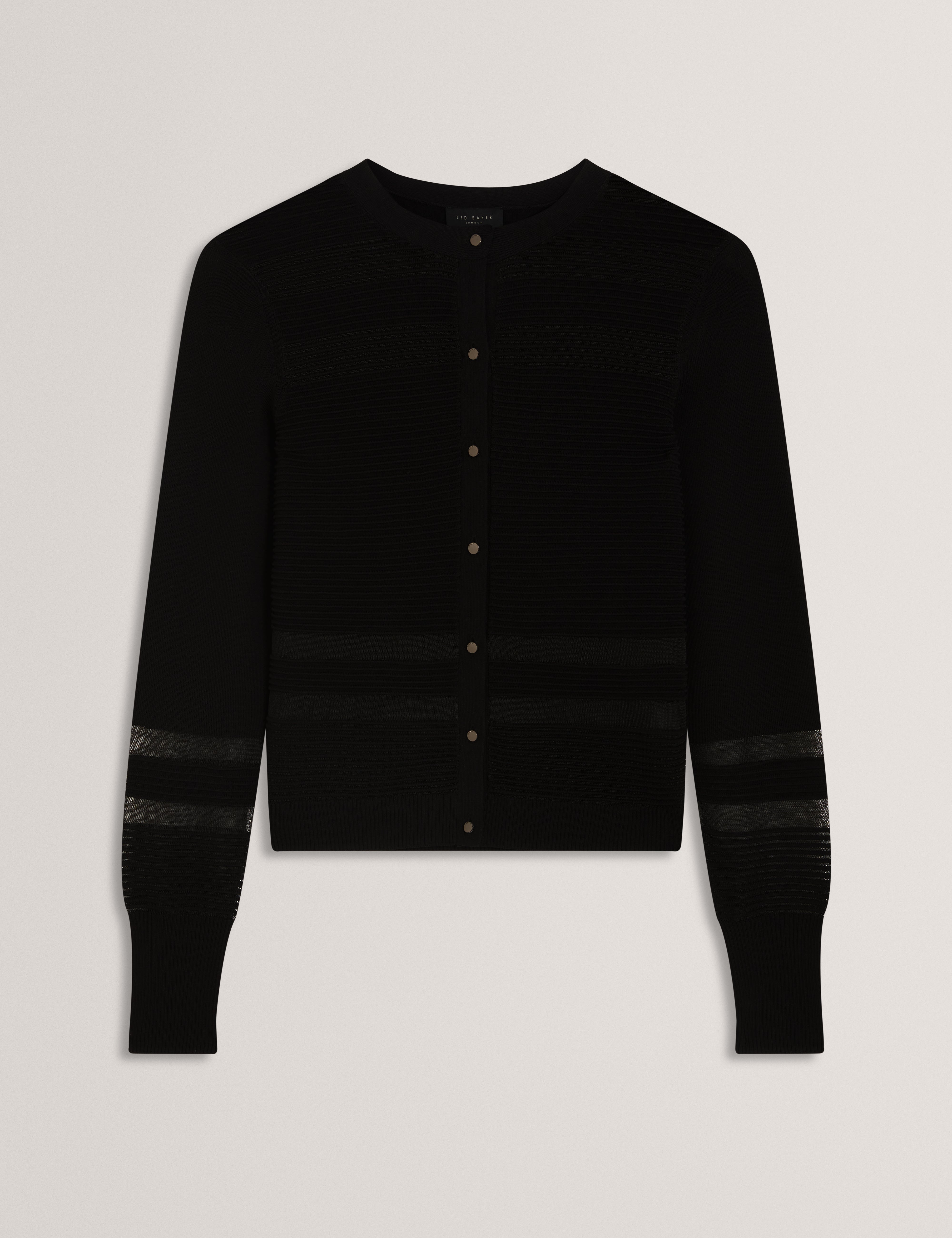 Calyaa Knit Cardigan With Invisible Yarn Panels Black