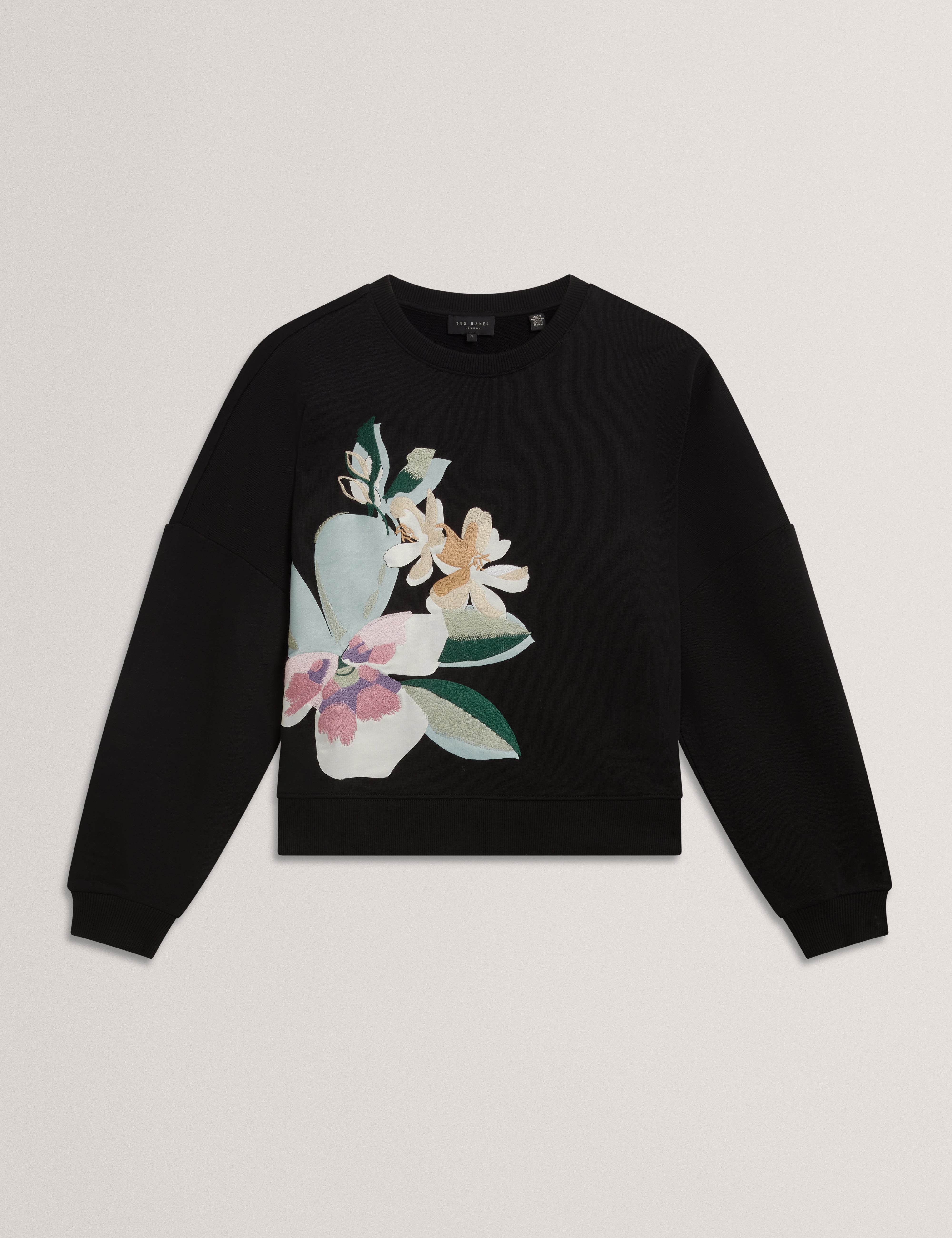 Brookla Printed Embroidered Sweatshirt Black