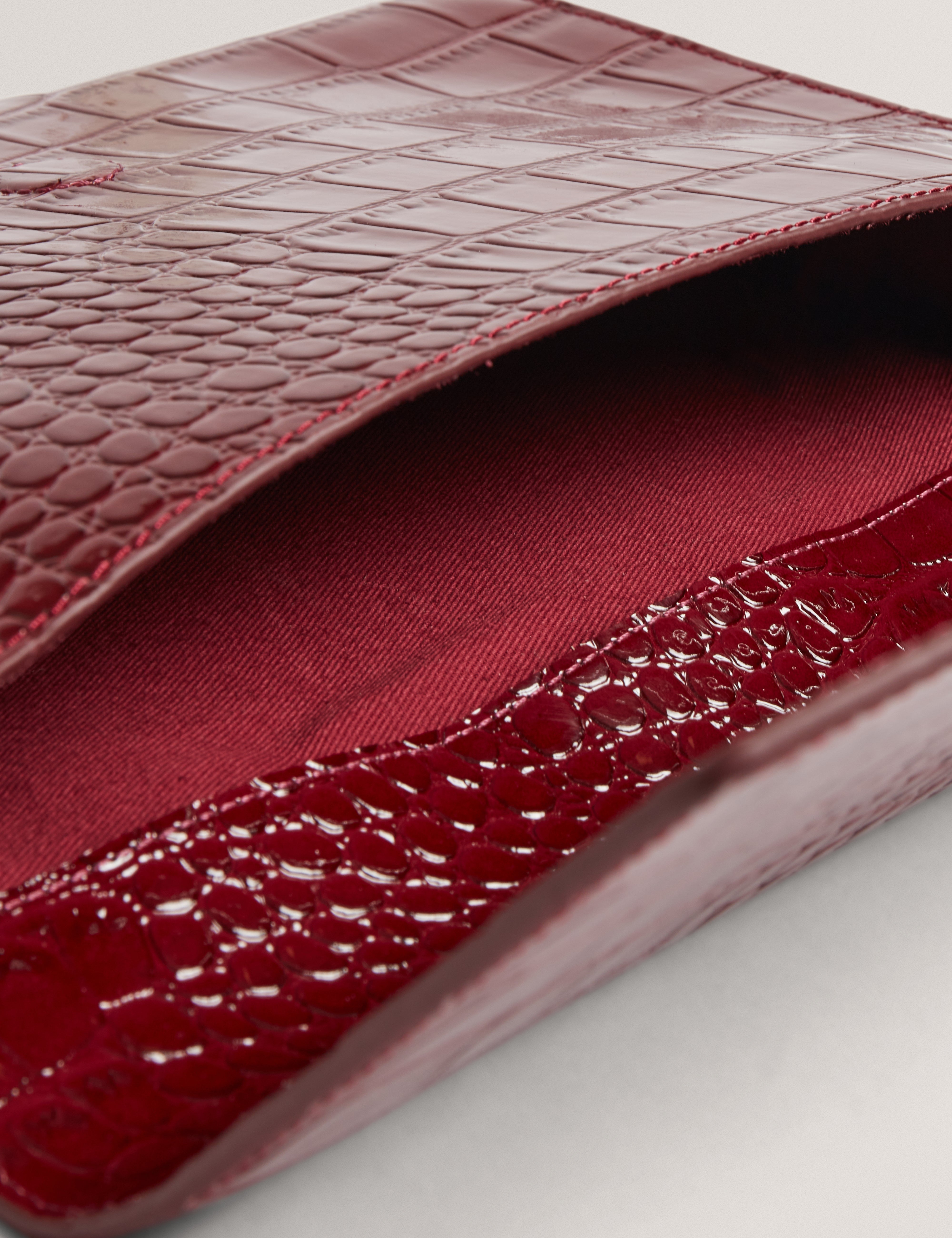 Wesslie Croc Effect Icon Envelope Pouch Wine