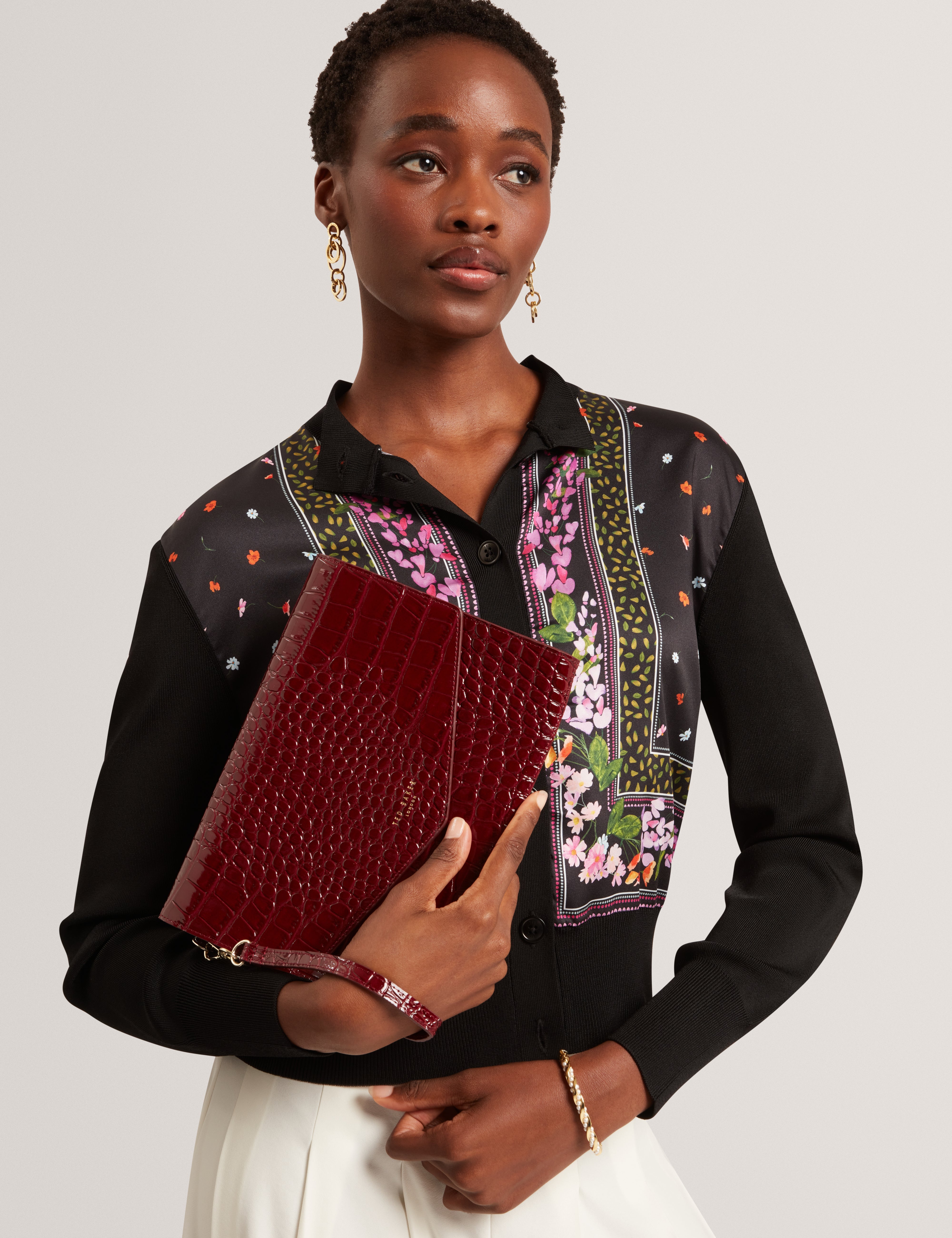 Wesslie Croc Effect Icon Envelope Pouch Wine