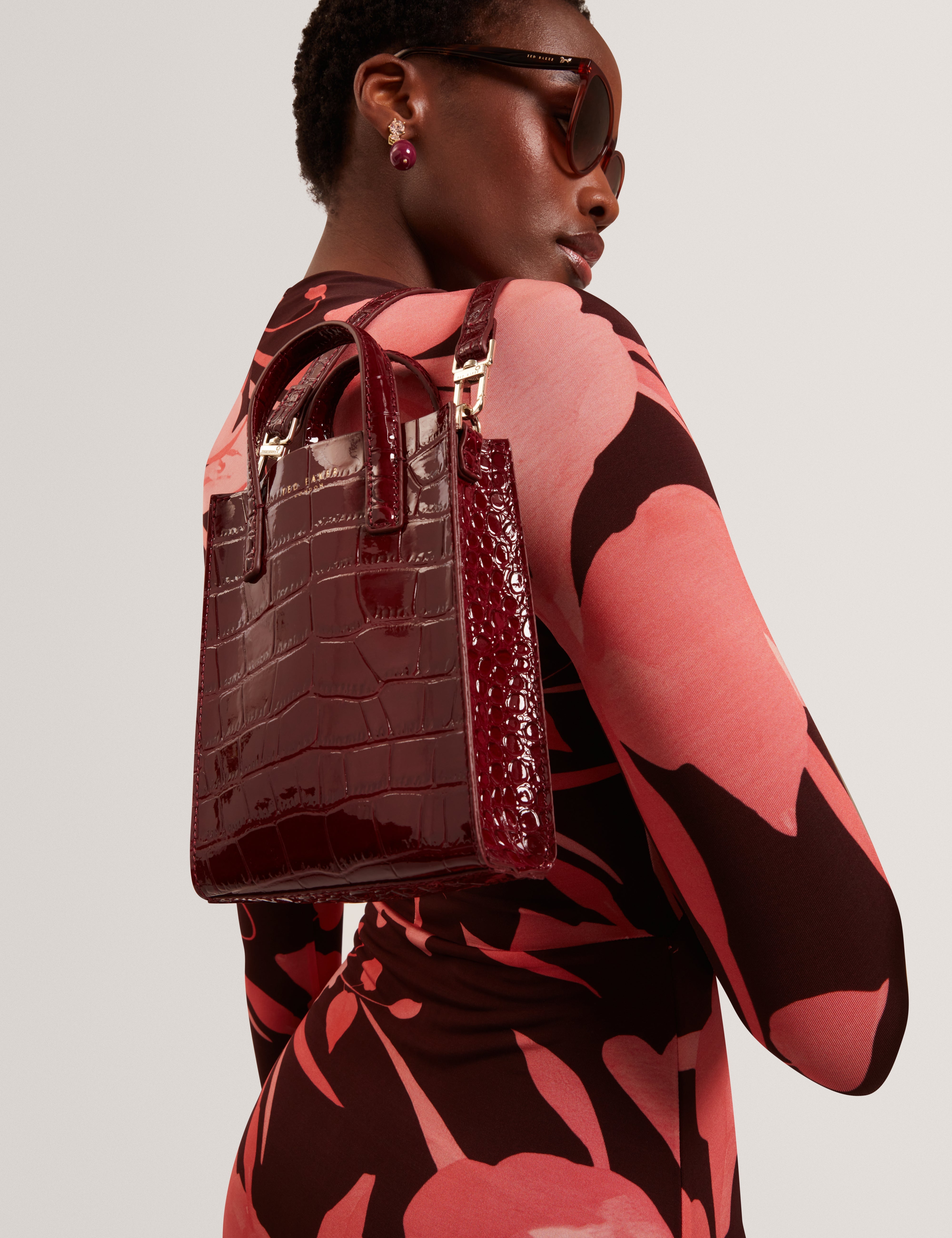 Wenissa Croc Effect Mini Icon Bag Wine