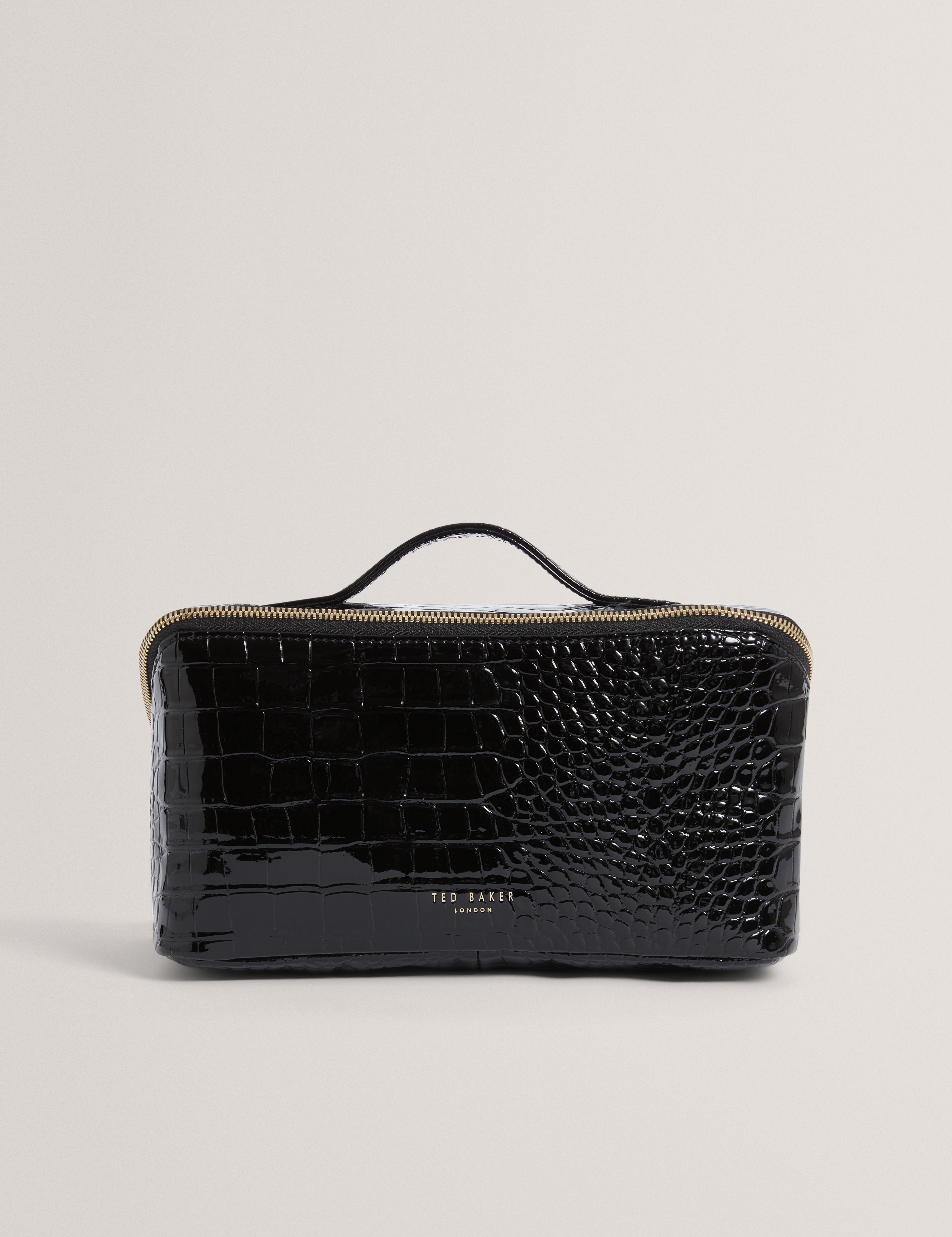 Vieda Croc Effect Small Makeup Bag Black