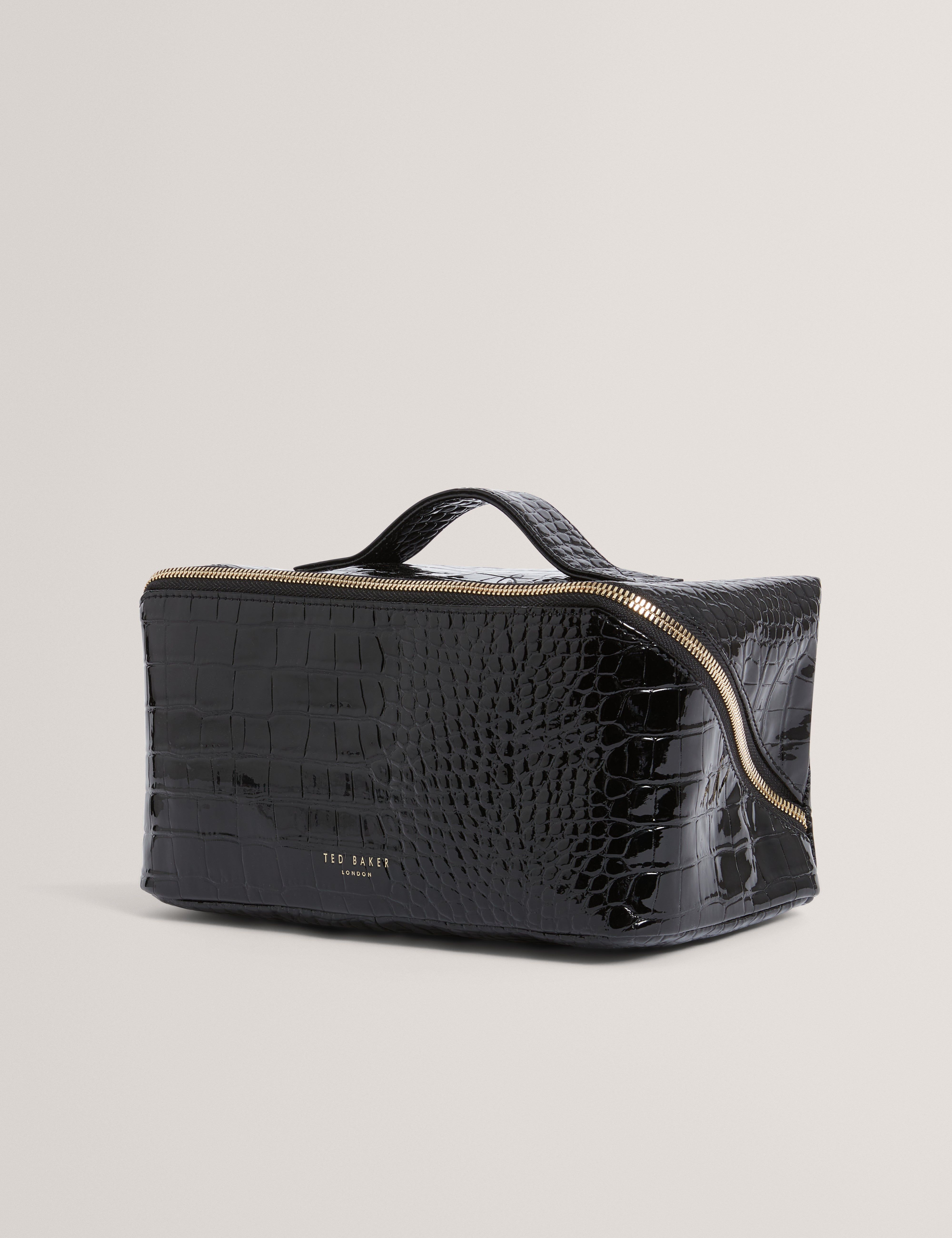 Vieda Croc Effect Small Makeup Bag Black