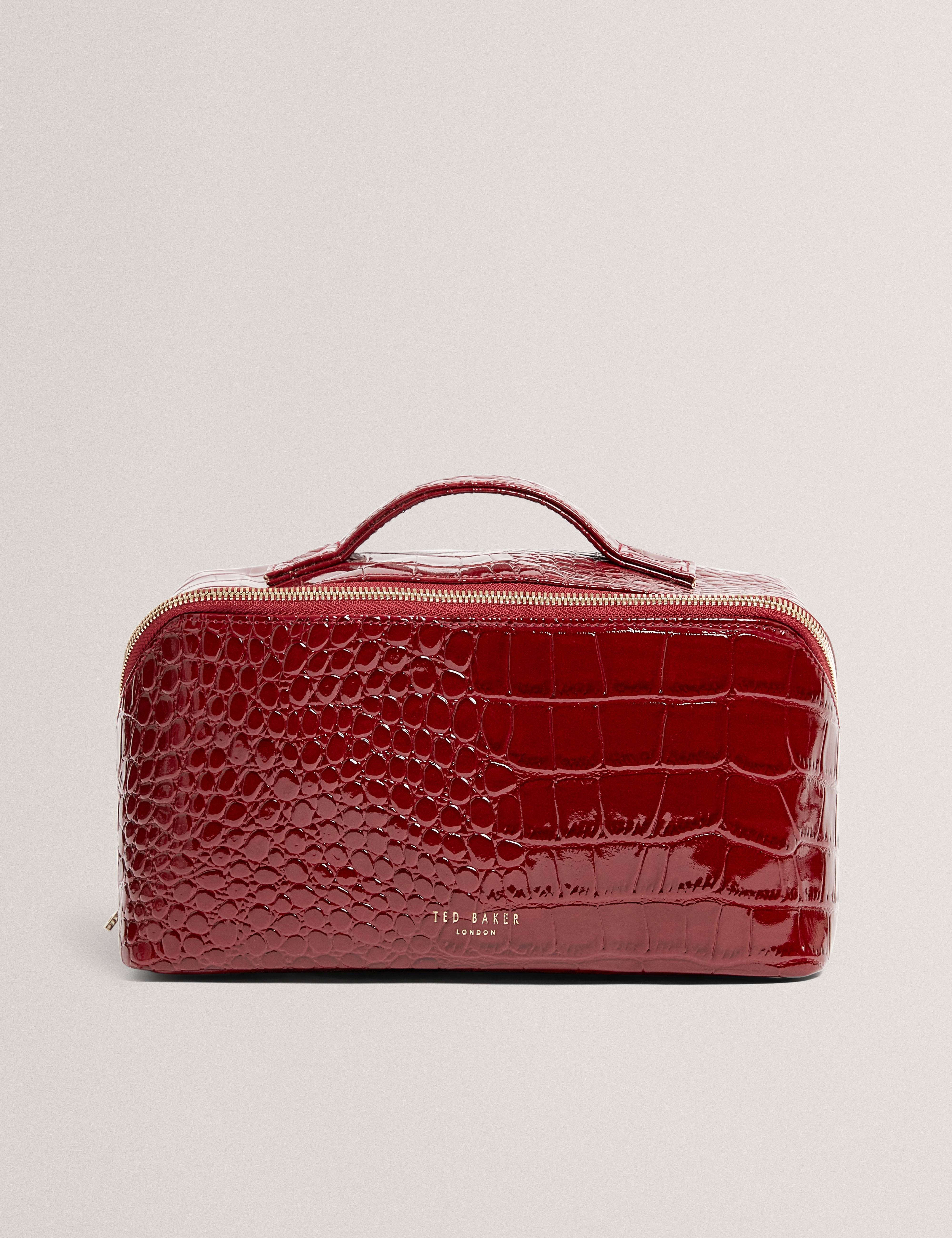 Vieda Croc Effect Small Makeup Bag Wine