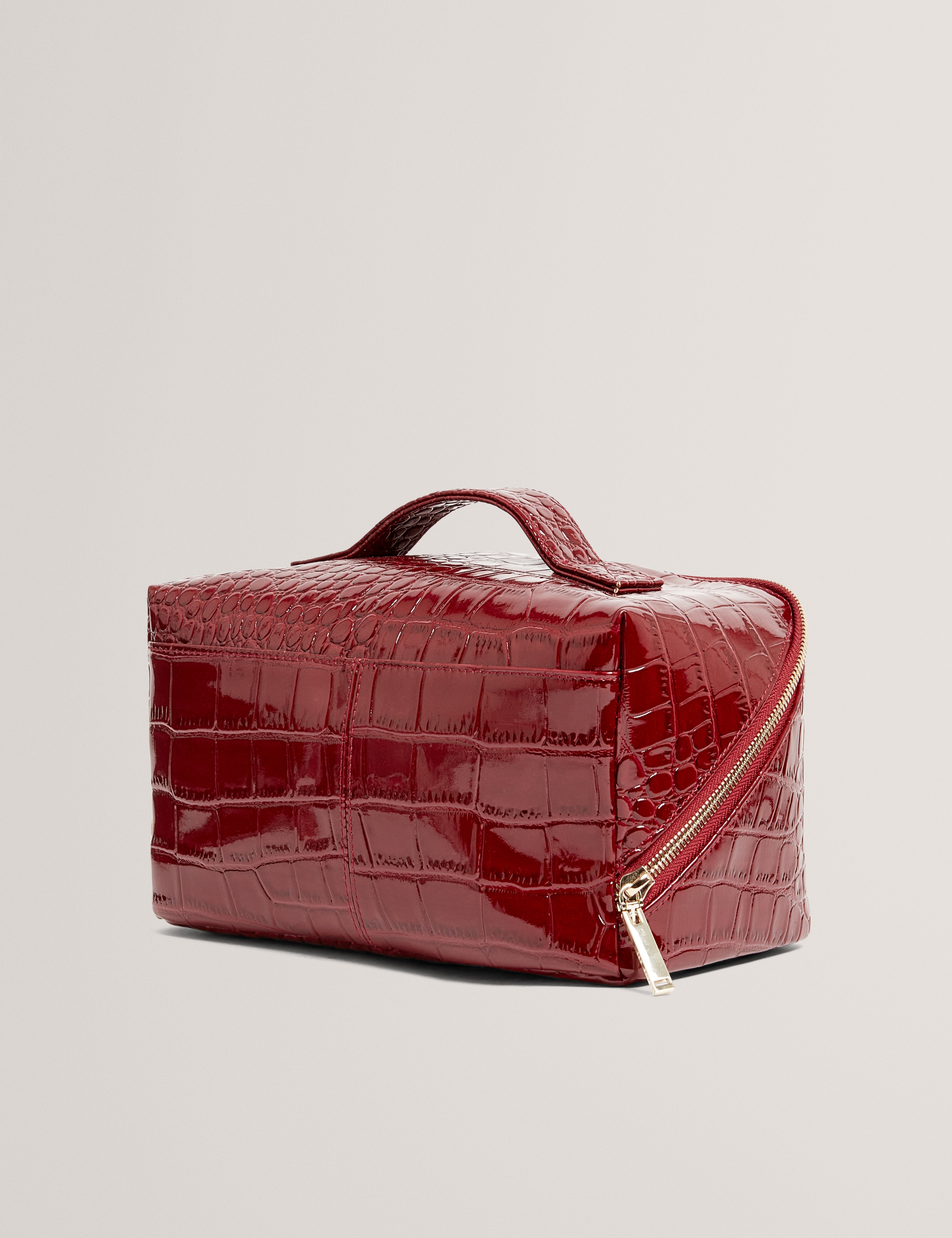 Vieda Croc Effect Small Makeup Bag Wine