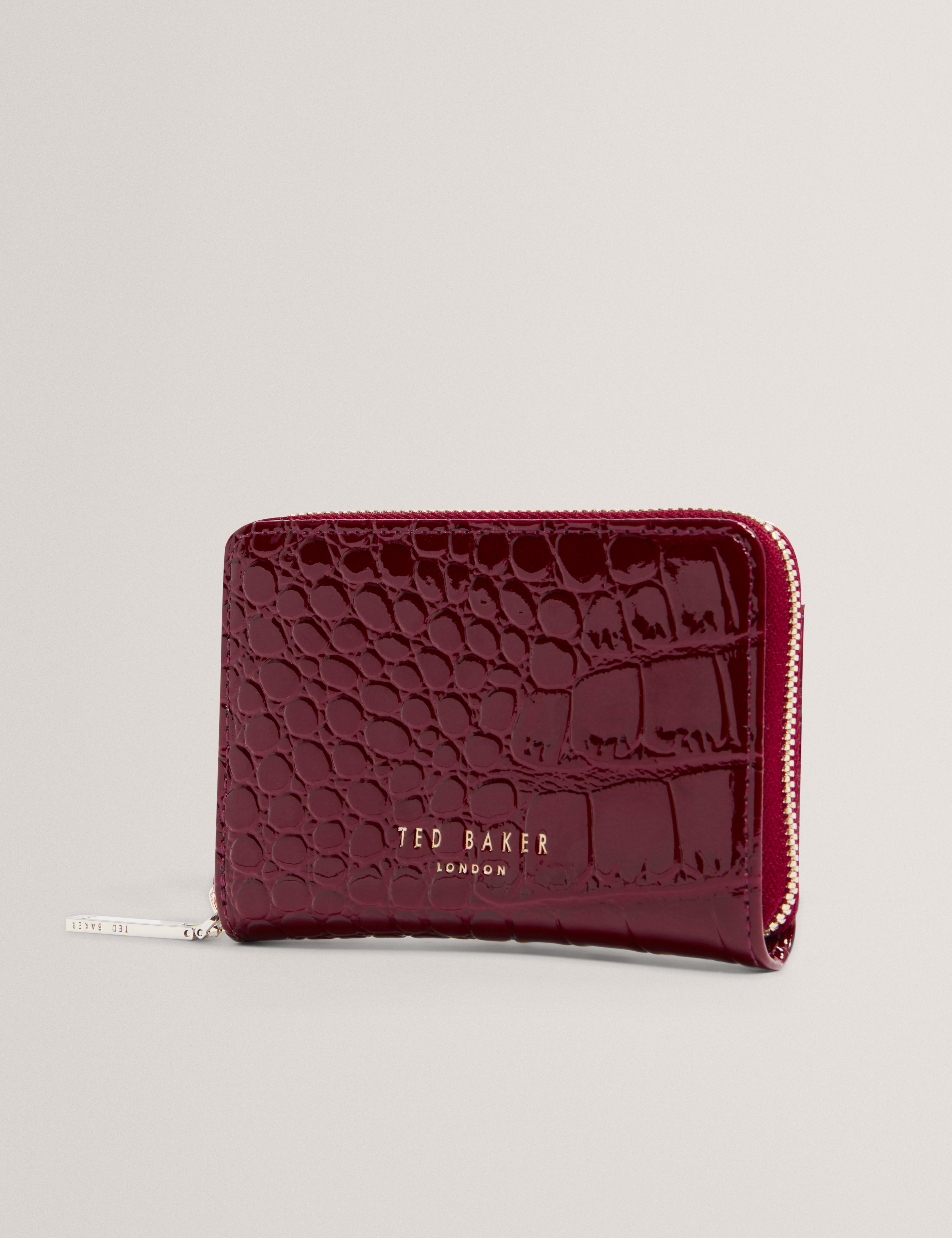 Varlee Croc Effect Small Zip Around Wallet Wine