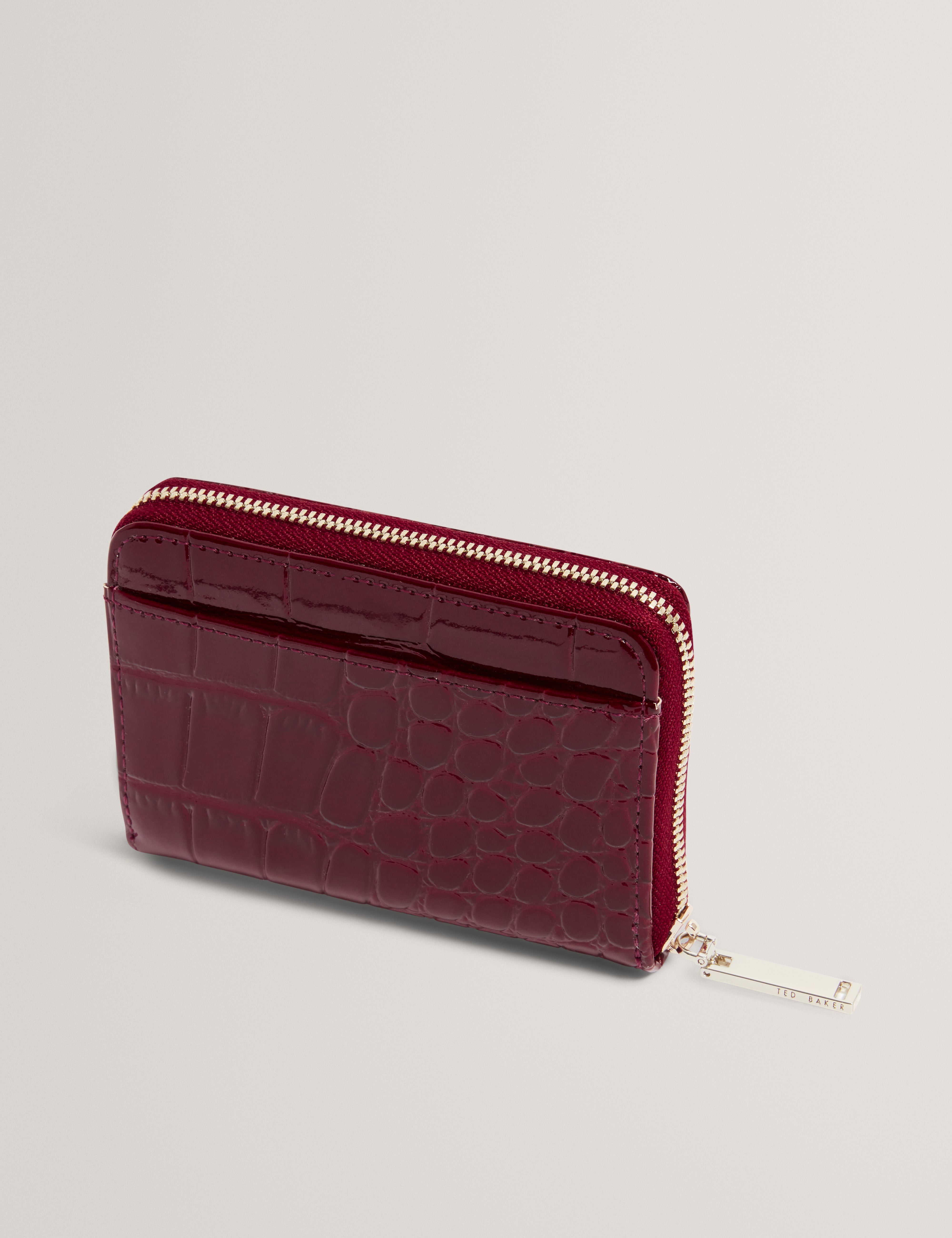 Varlee Croc Effect Small Zip Around Wallet Wine
