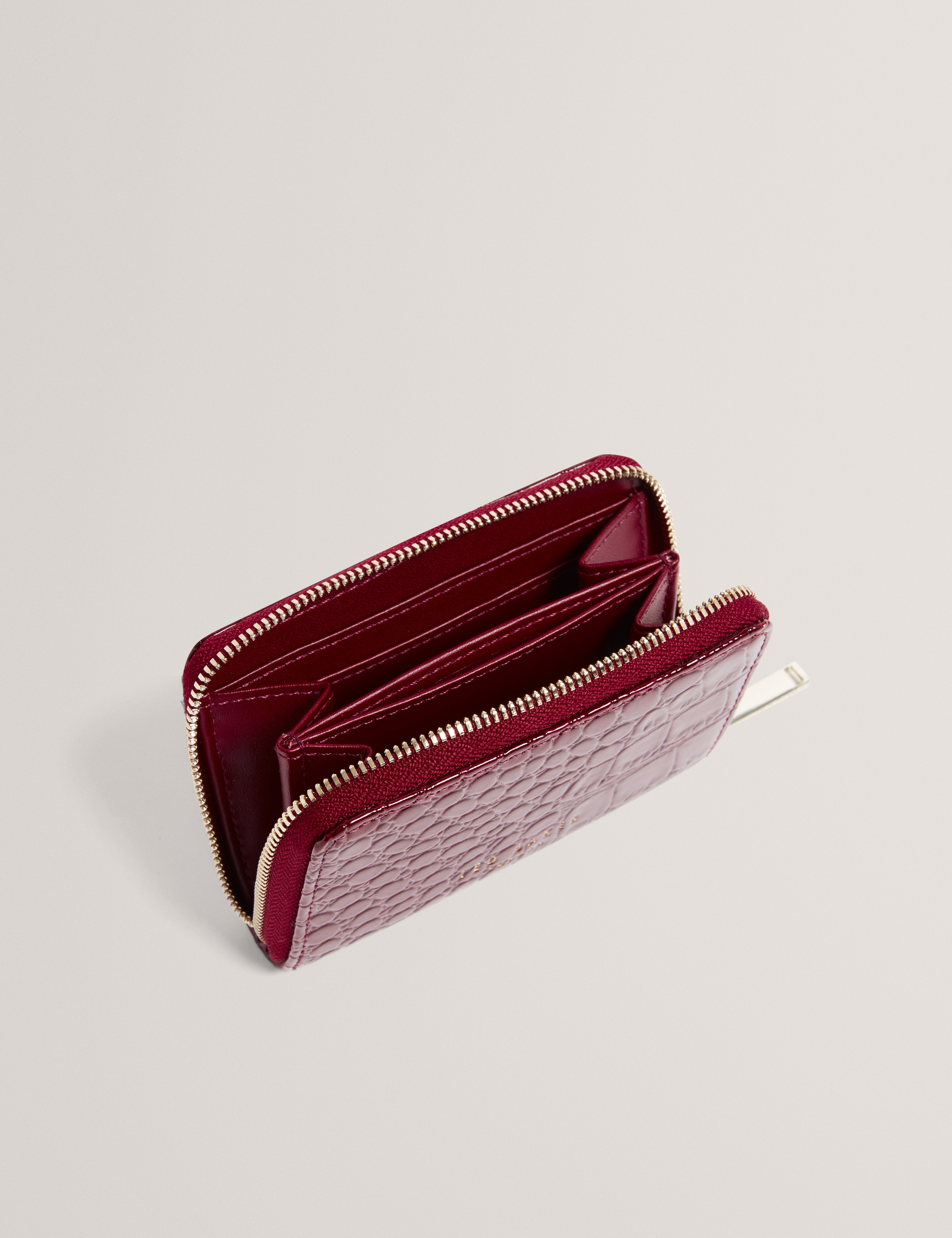 Varlee Croc Effect Small Zip Around Wallet Wine