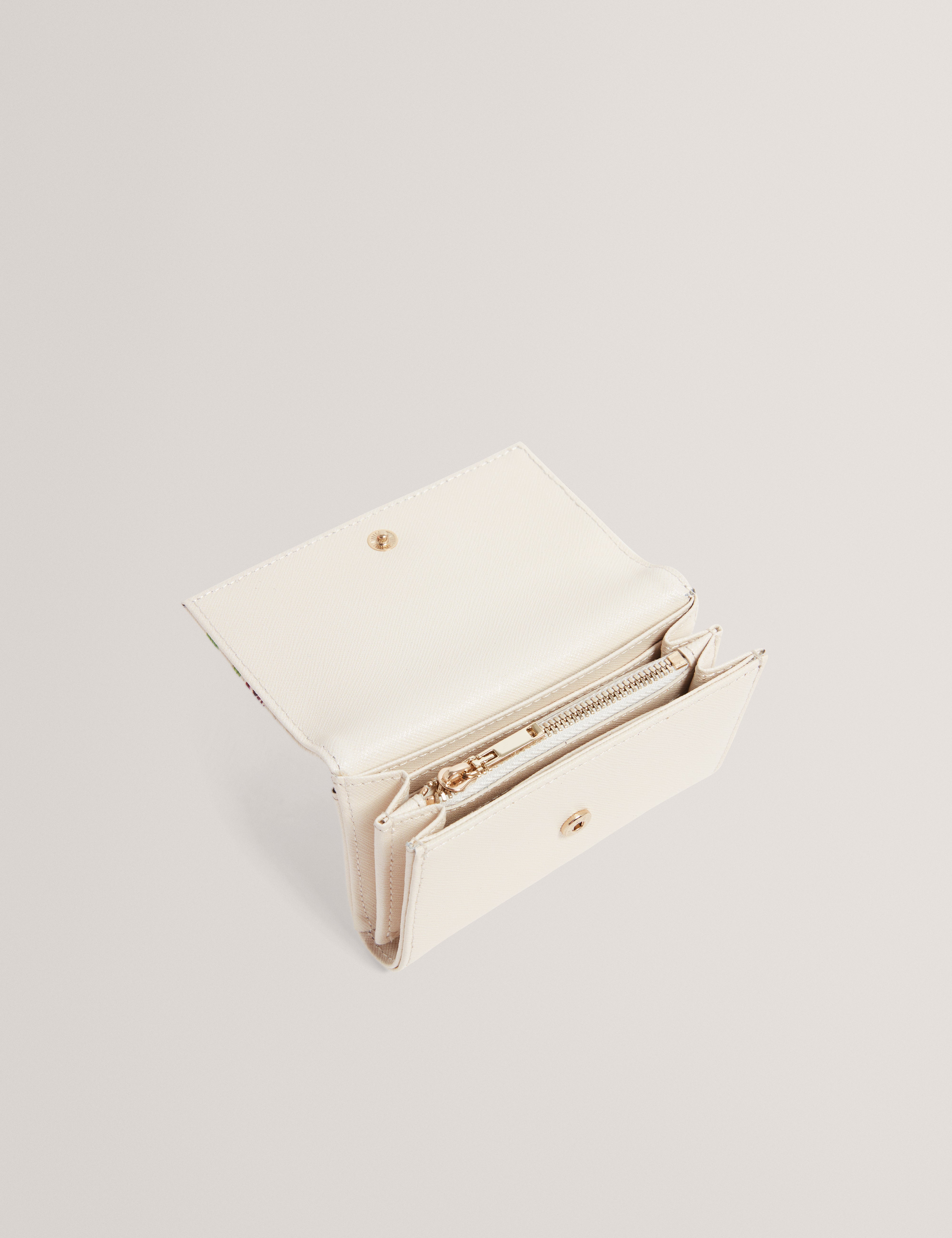 Bouqets Small Printed Floral Flapover Purse Cream