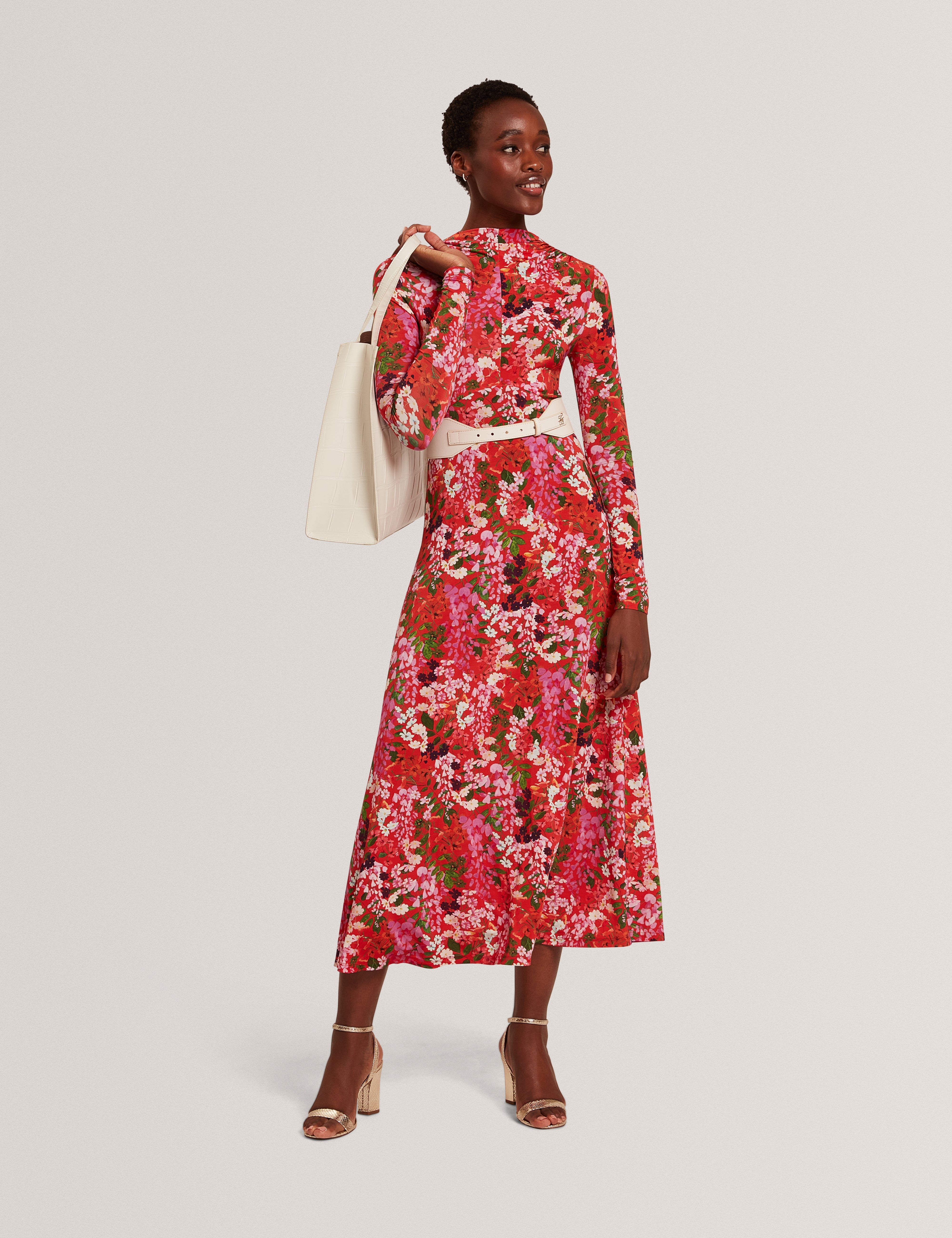 Shop Roksane Slinky Jersey Printed Midi Dress Red for Women Online