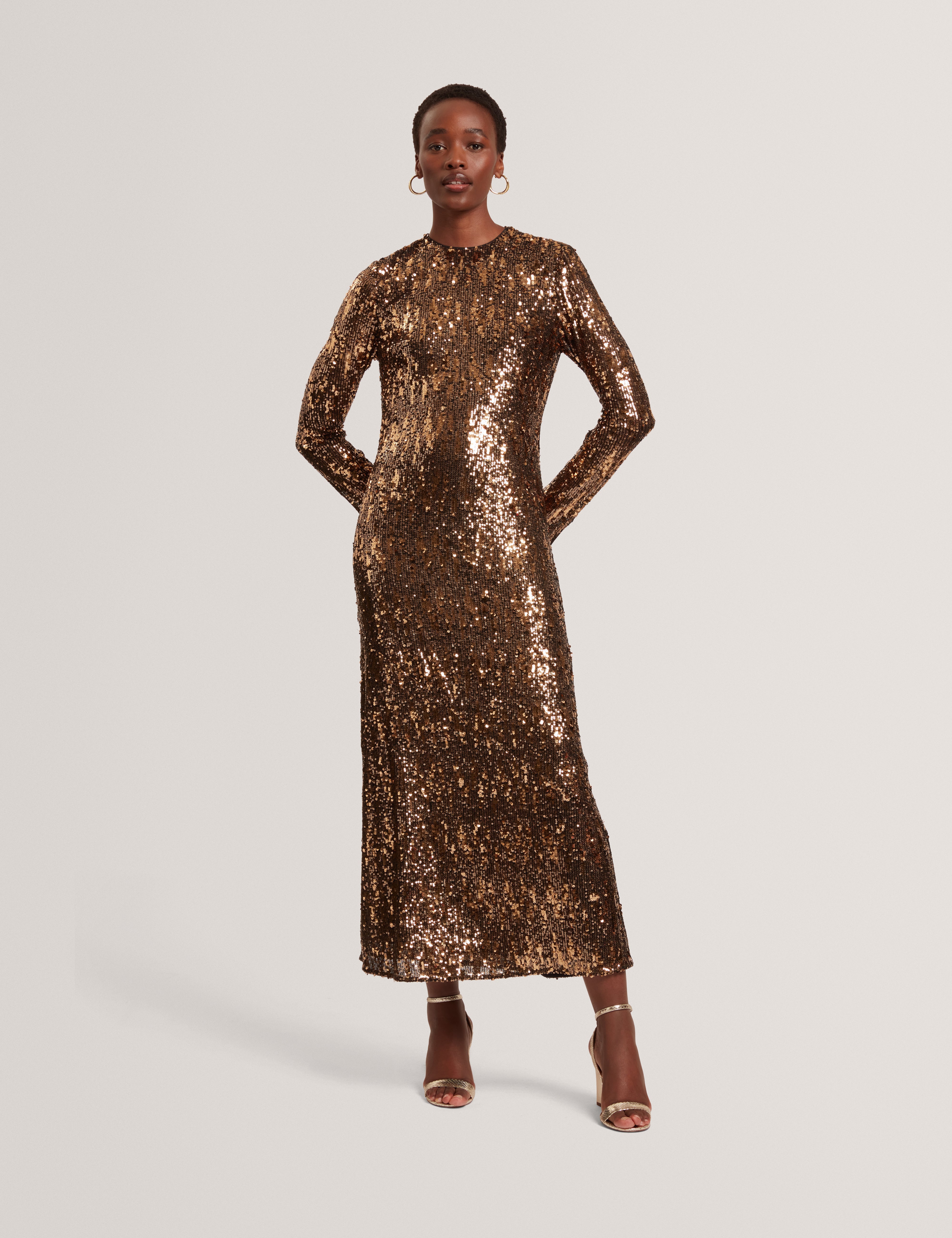 sequinned midi dress Coco Sequinned Midi Dress in Ivory Sequin