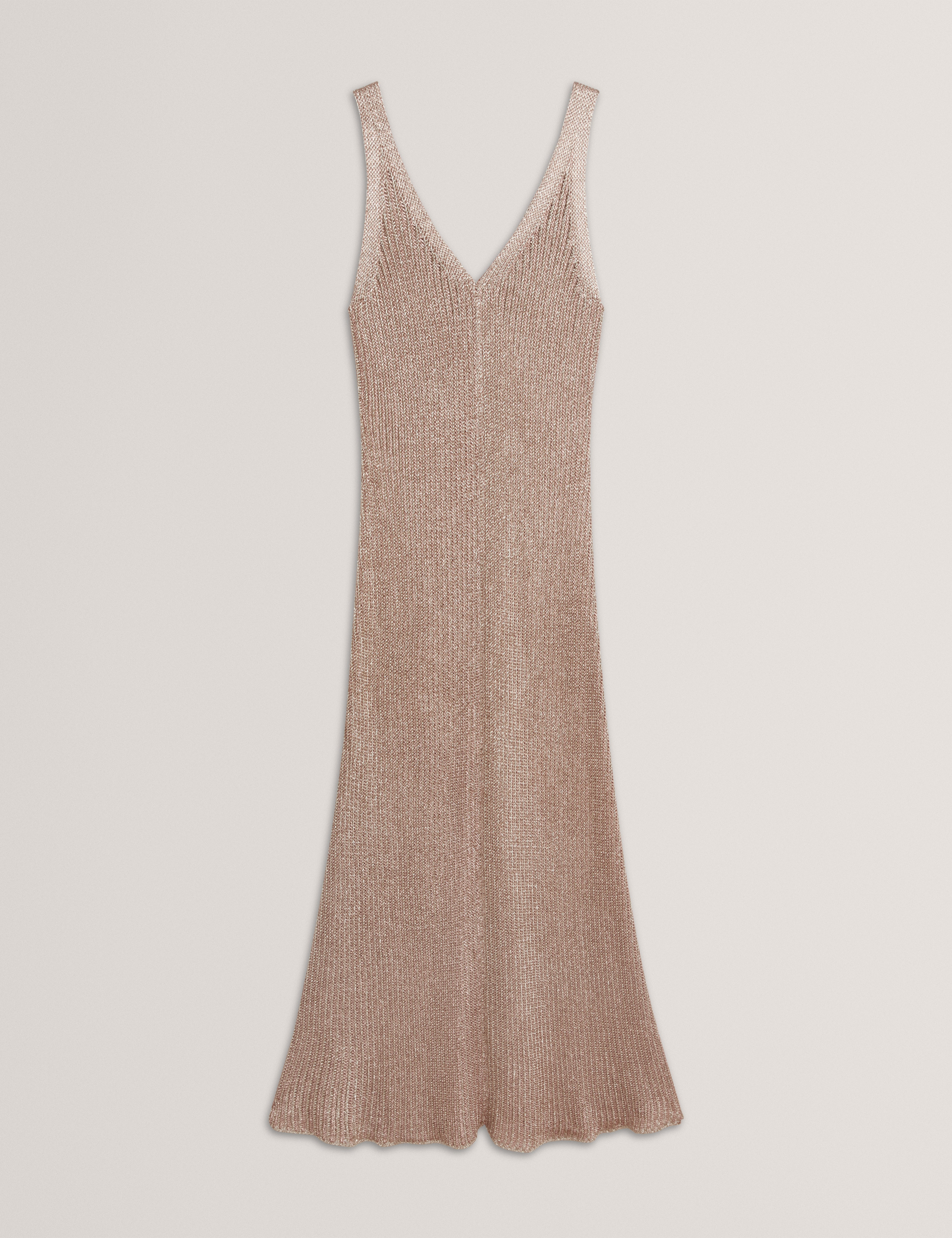 Alarnaa Chainmail Knitted Column Dress Gold
