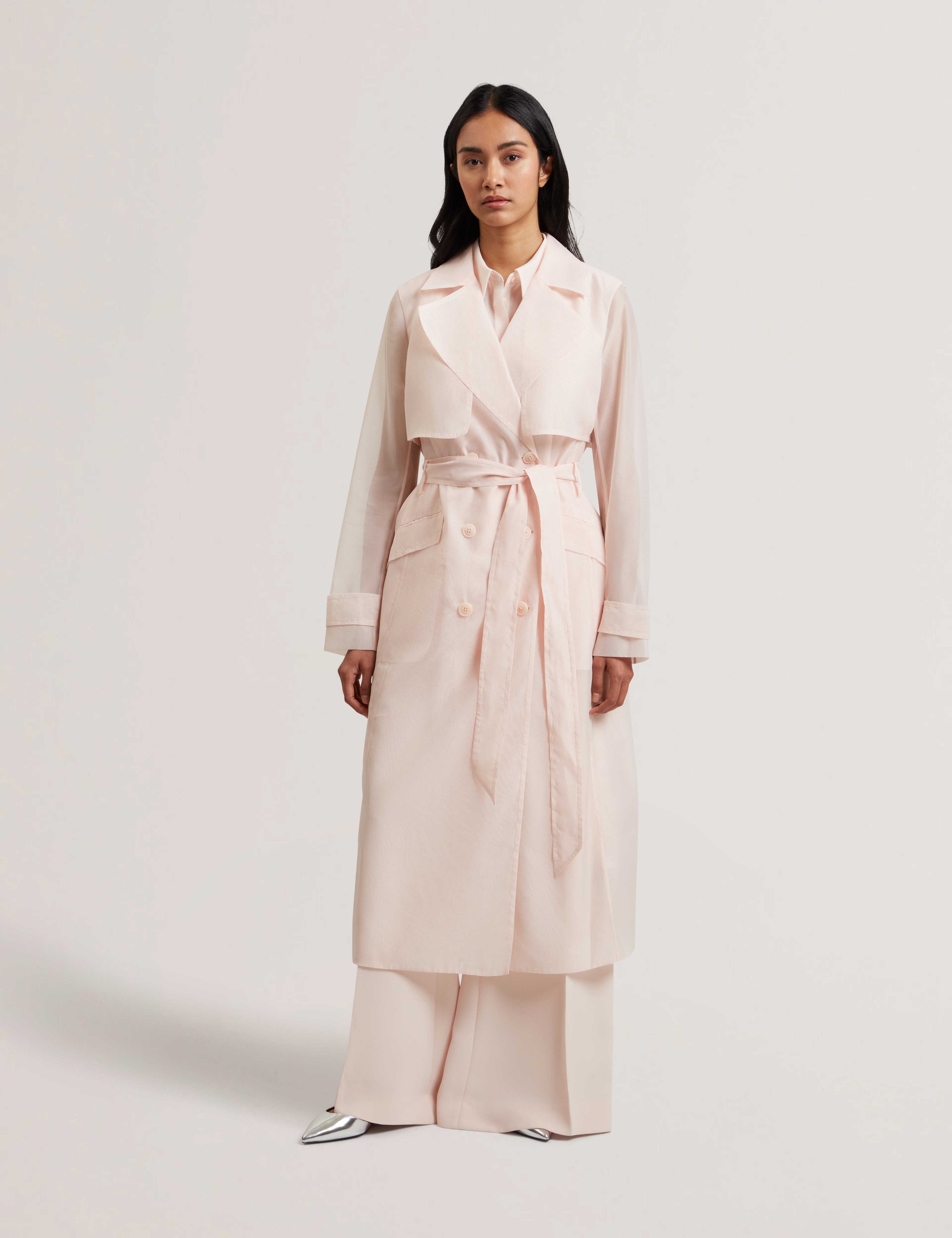 Aplysia Organza Trench Coat With Storm Flaps Pl-Pink