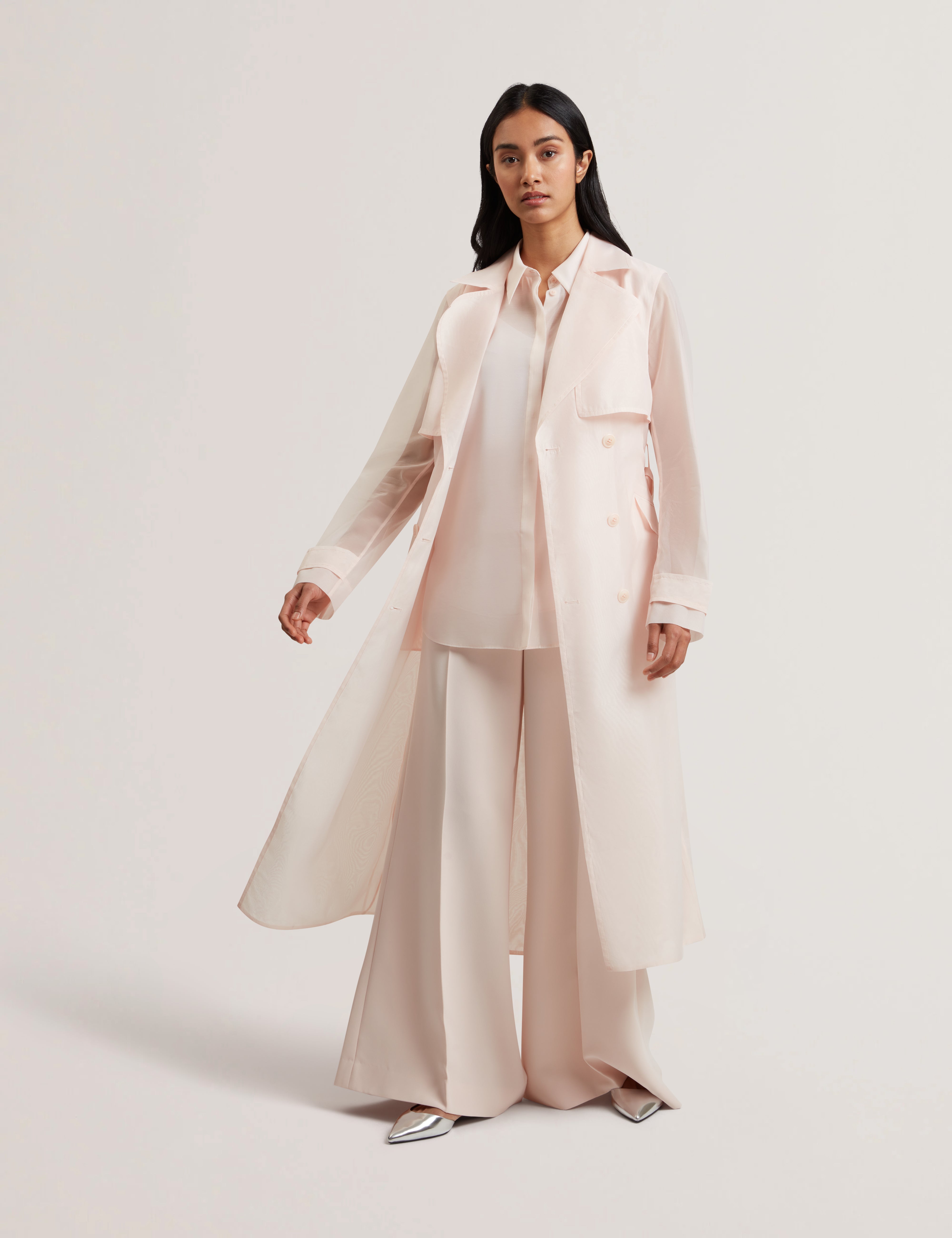 Aplysia Organza Trench Coat With Storm Flaps Pl-Pink