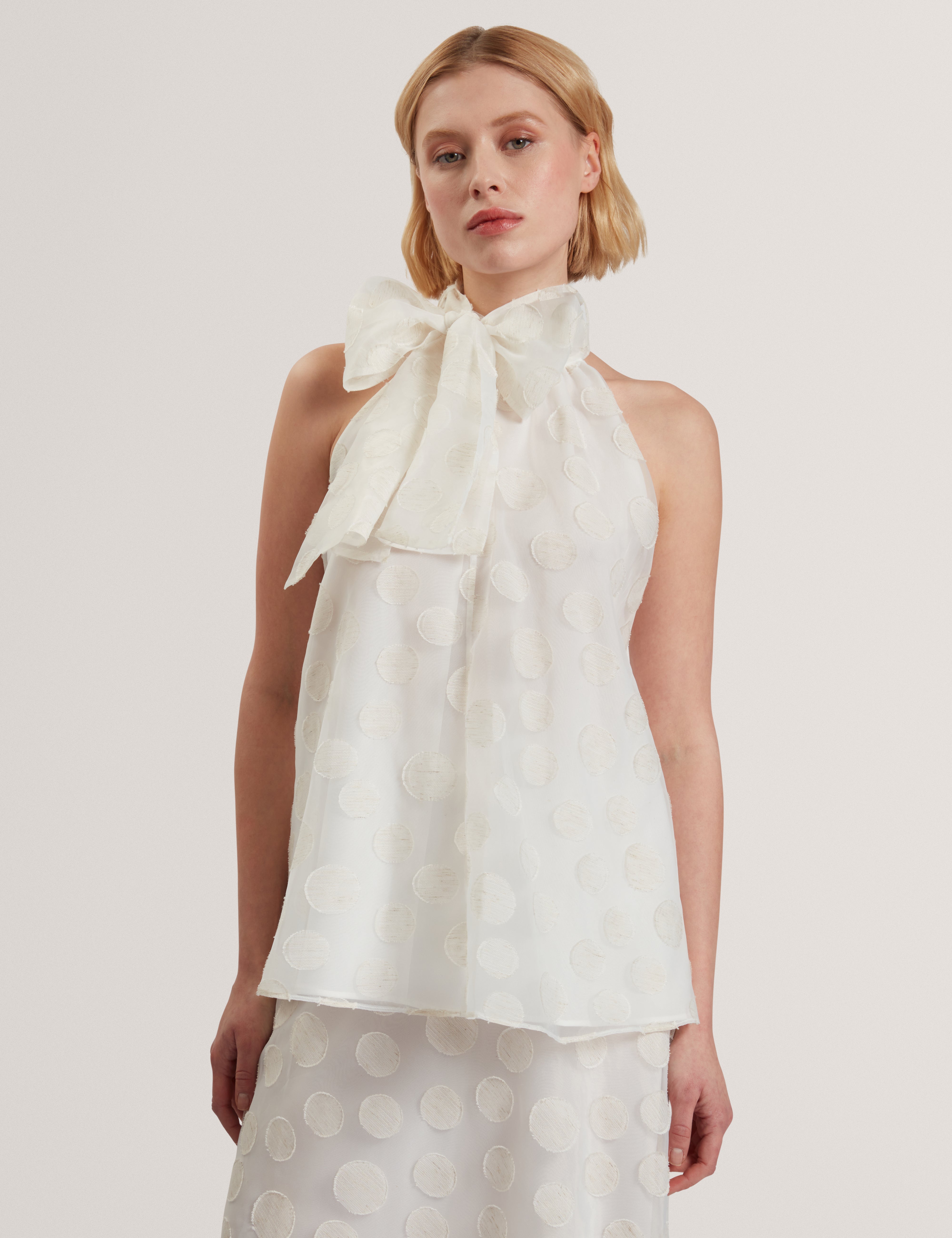 Arboaa Drape Detail Halter Neck Top Ivory
