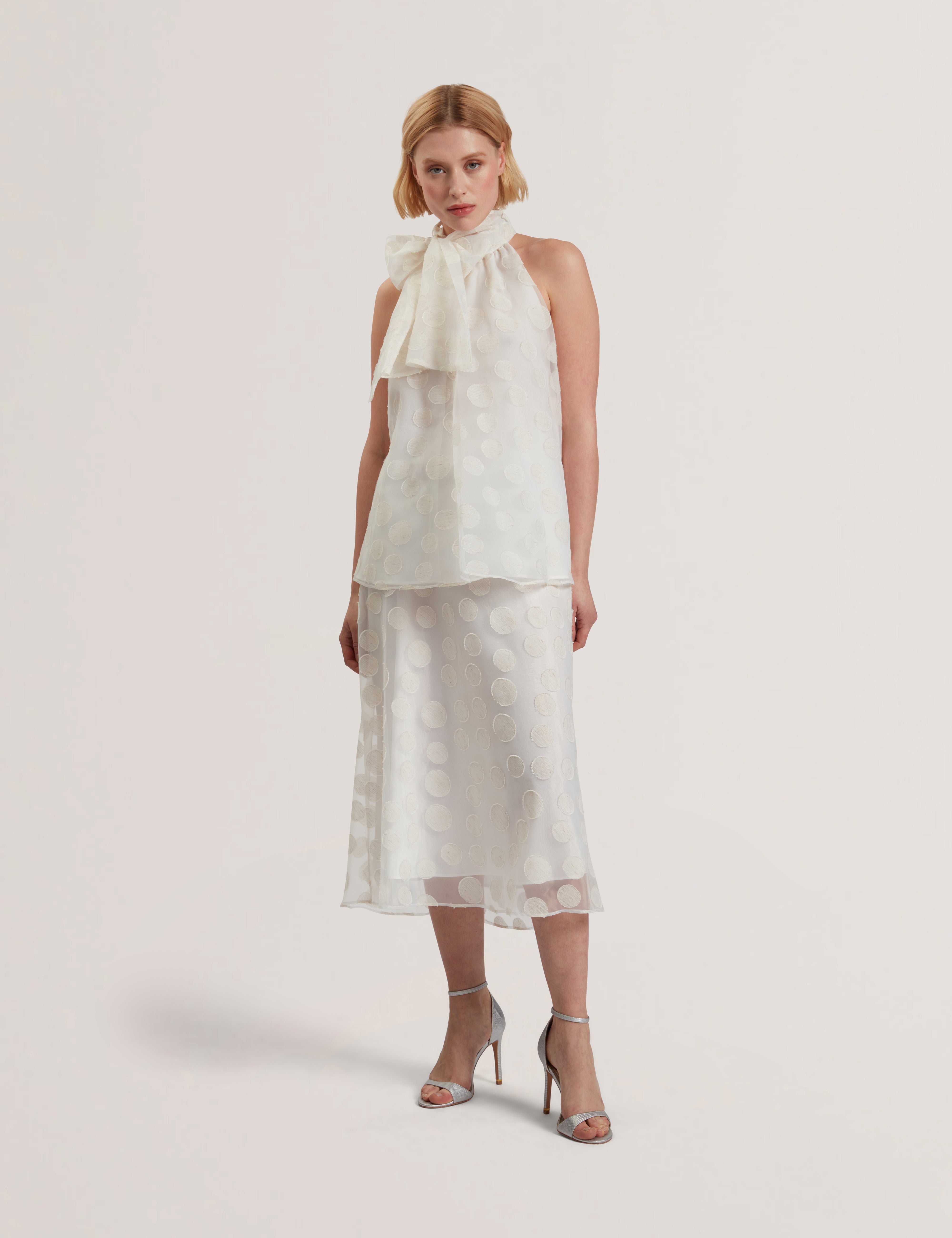 Arboaa Drape Detail Halter Neck Top Ivory