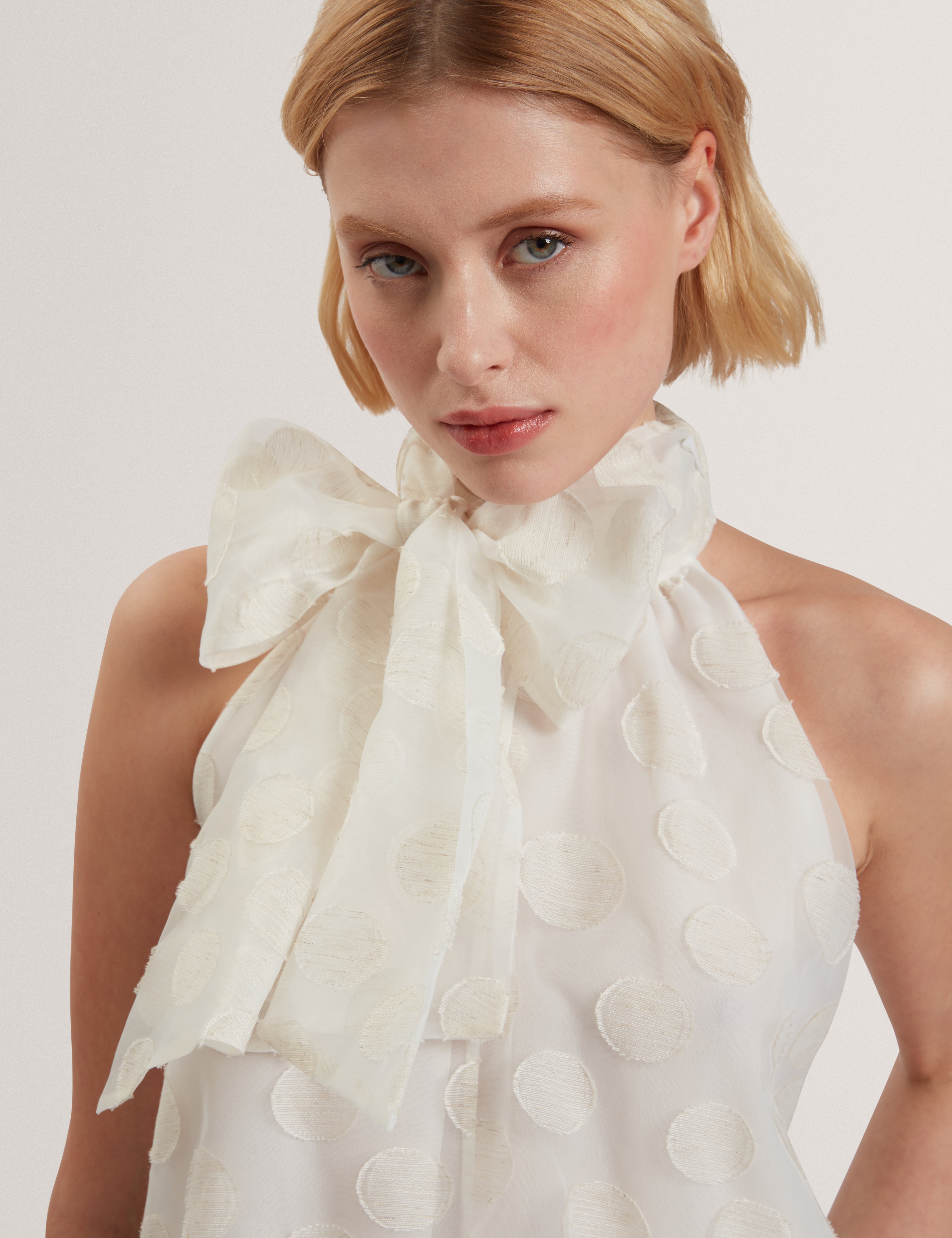Arboaa Drape Detail Halter Neck Top Ivory