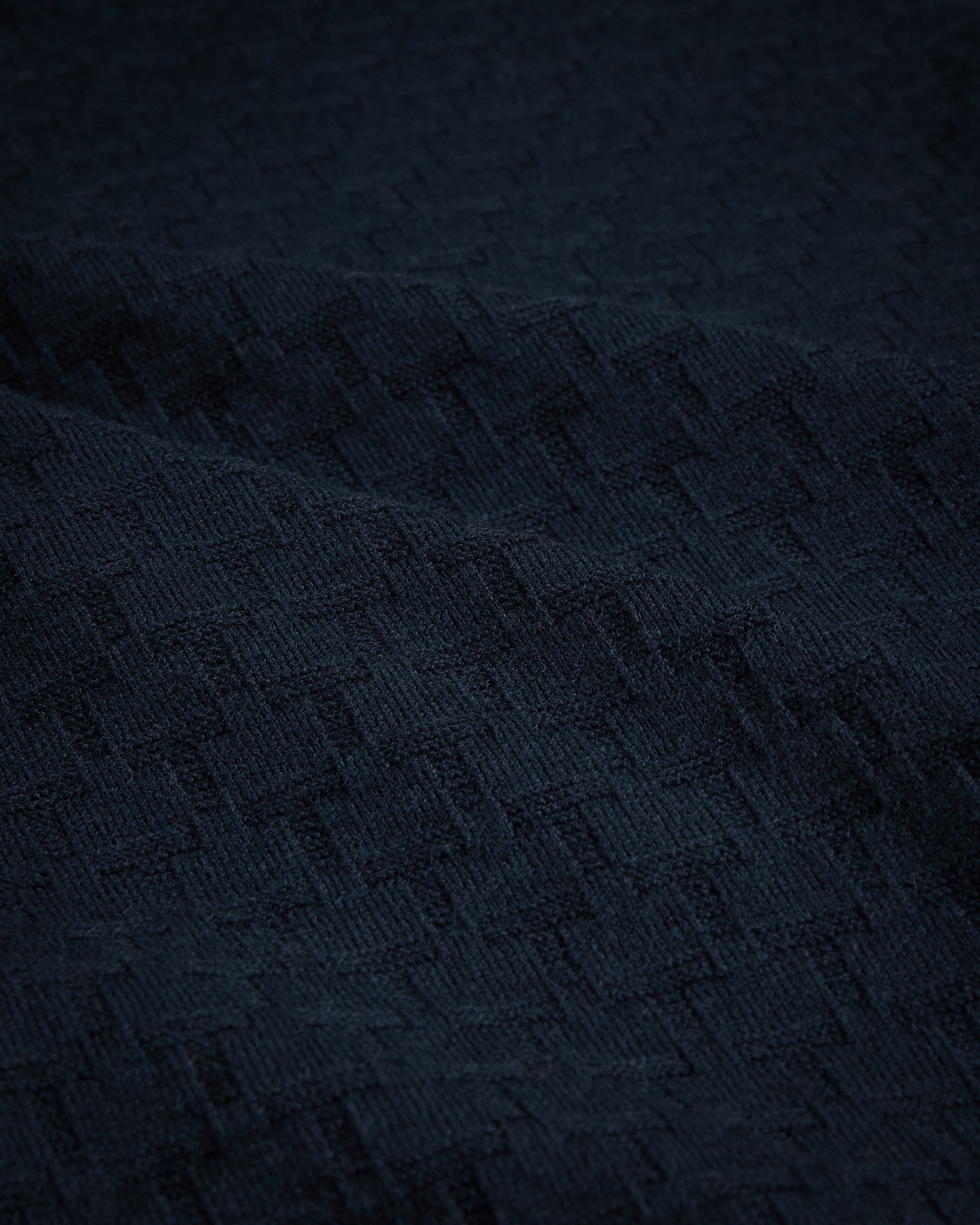 Morar Long Sleeve T Stitch Knitted Polo Navy