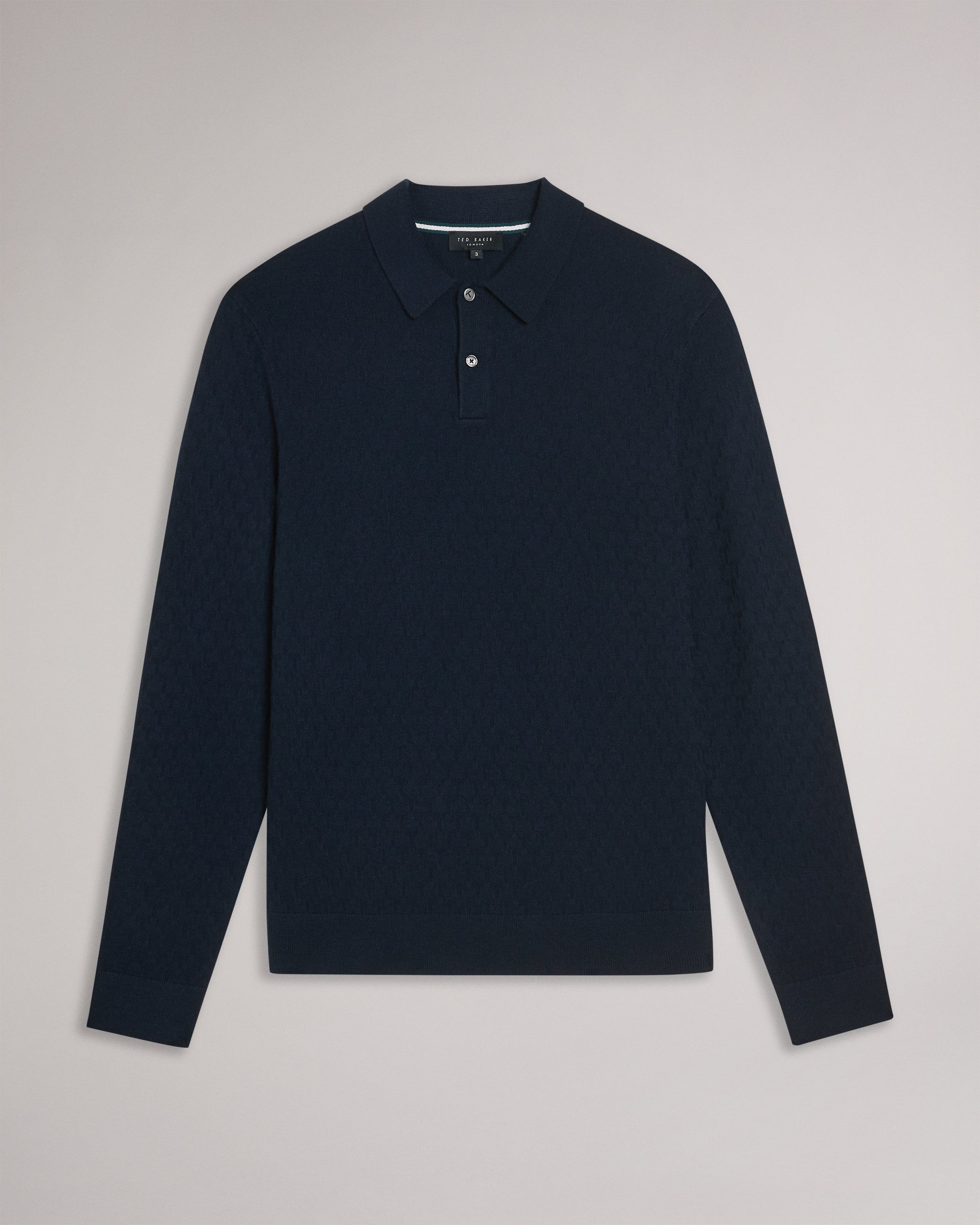 Morar Long Sleeve T Stitch Knitted Polo Navy