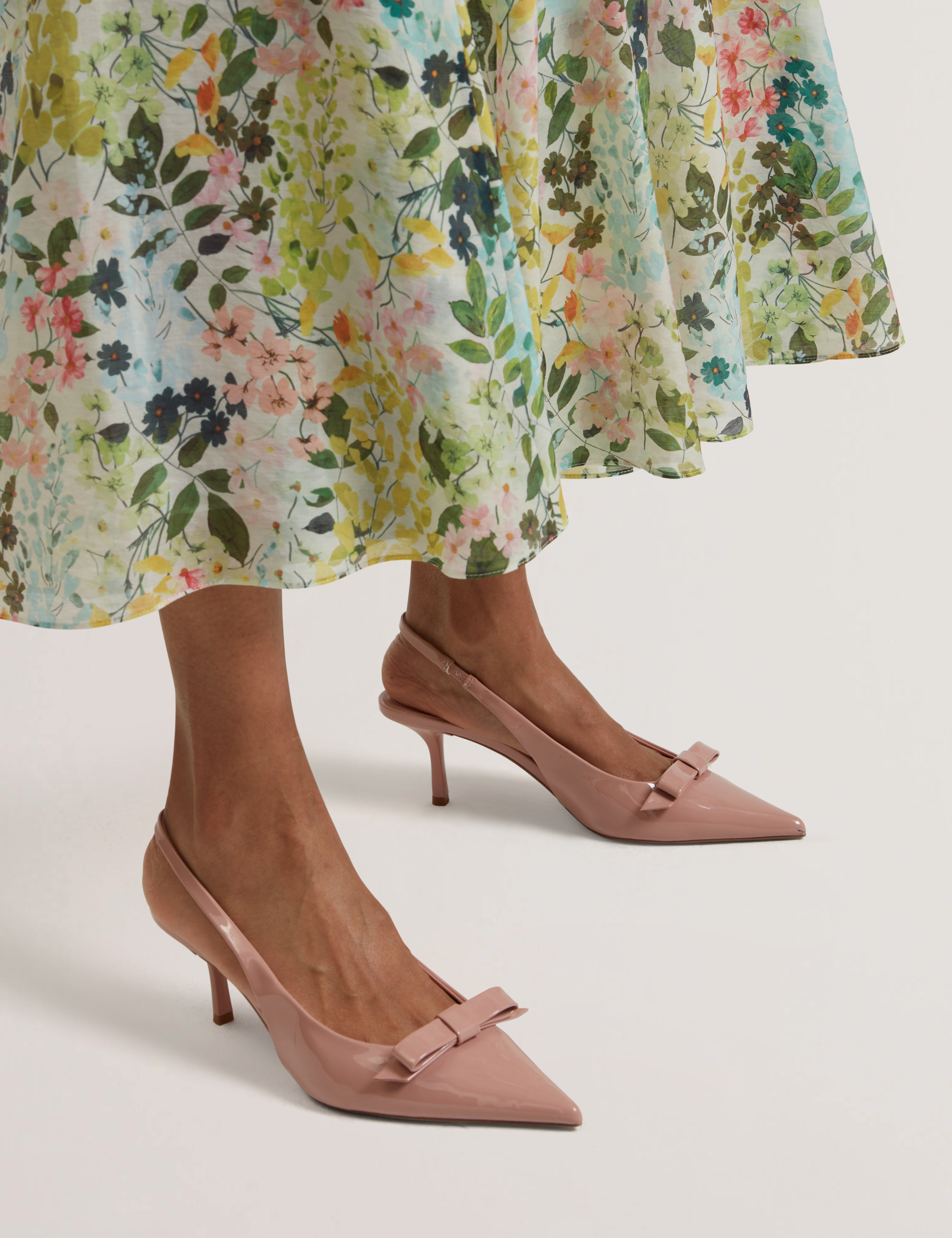 Azulla Printed Seam Detailing Midi Skirt Ivory