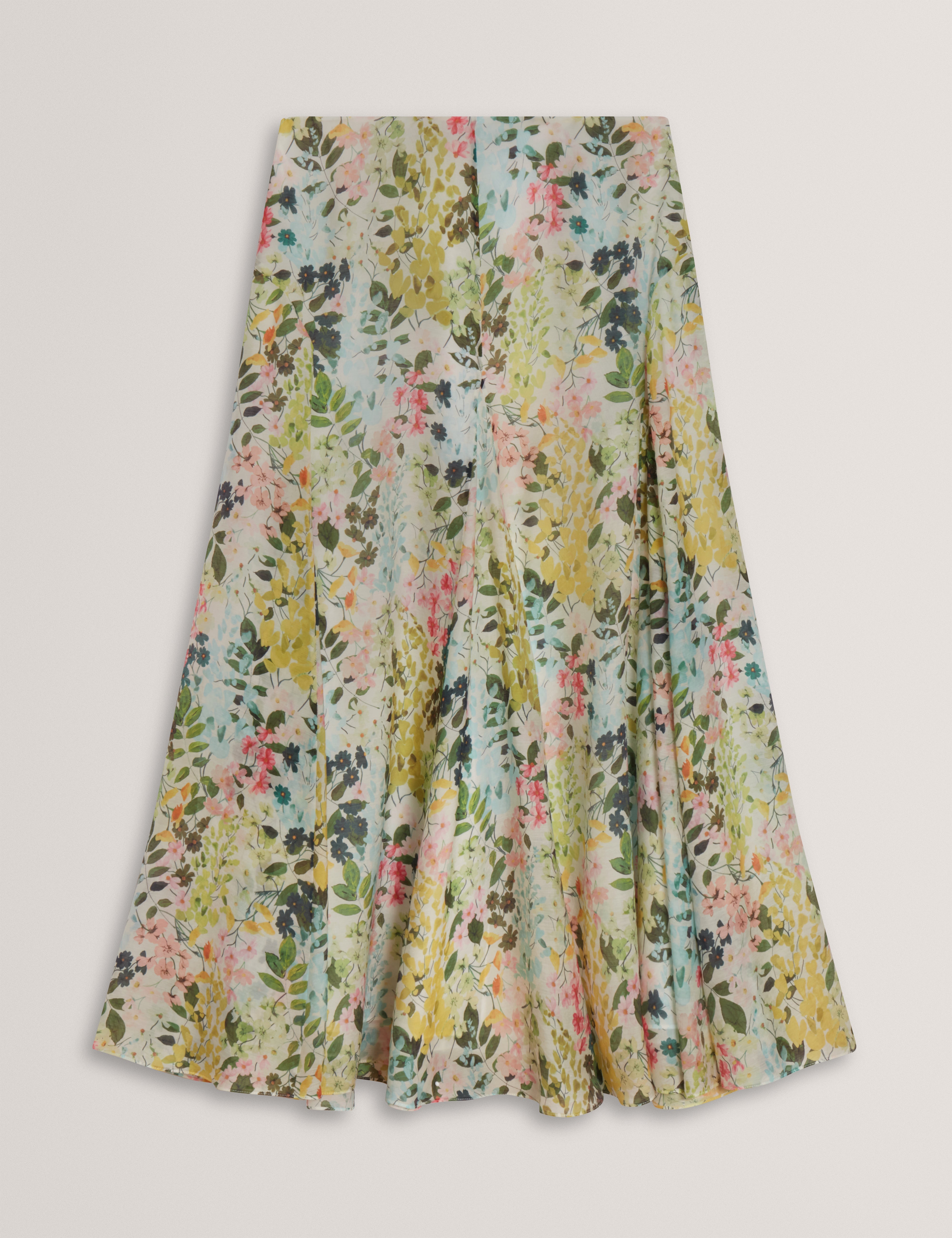 Azulla Printed Seam Detailing Midi Skirt Ivory