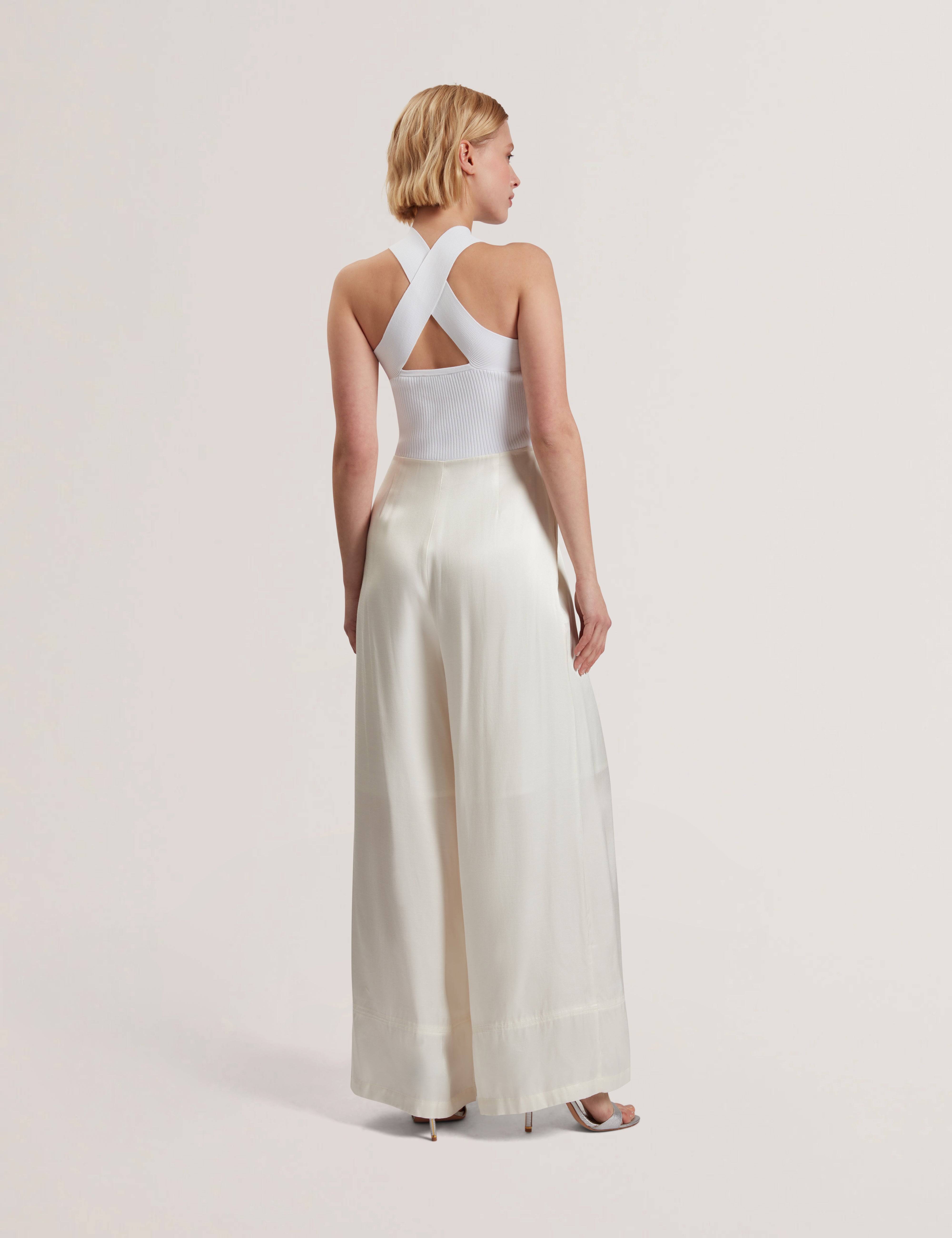 Baiblu Halter Neck Jumpsuit With Knit Ivory