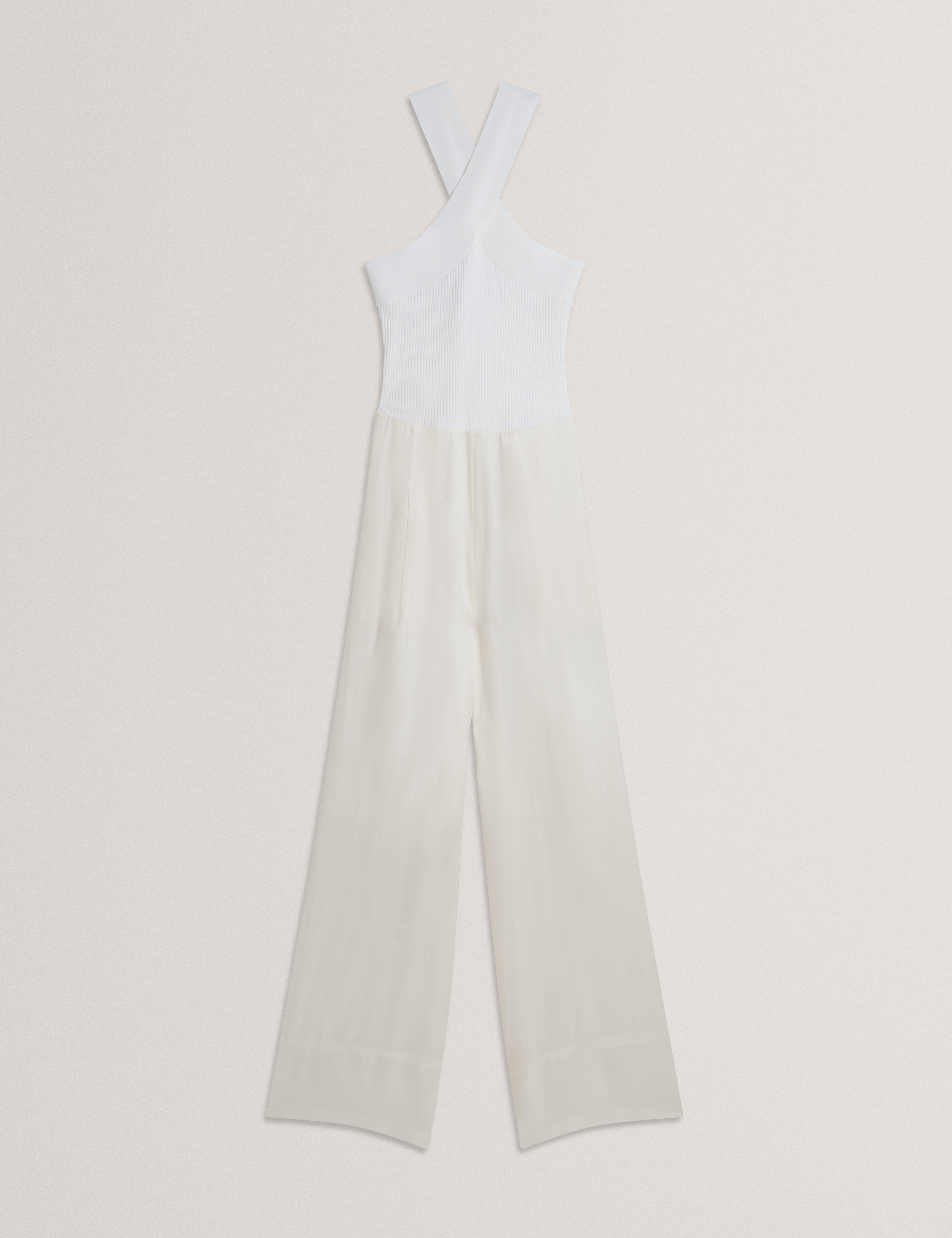 Baiblu Halter Neck Jumpsuit With Knit Ivory